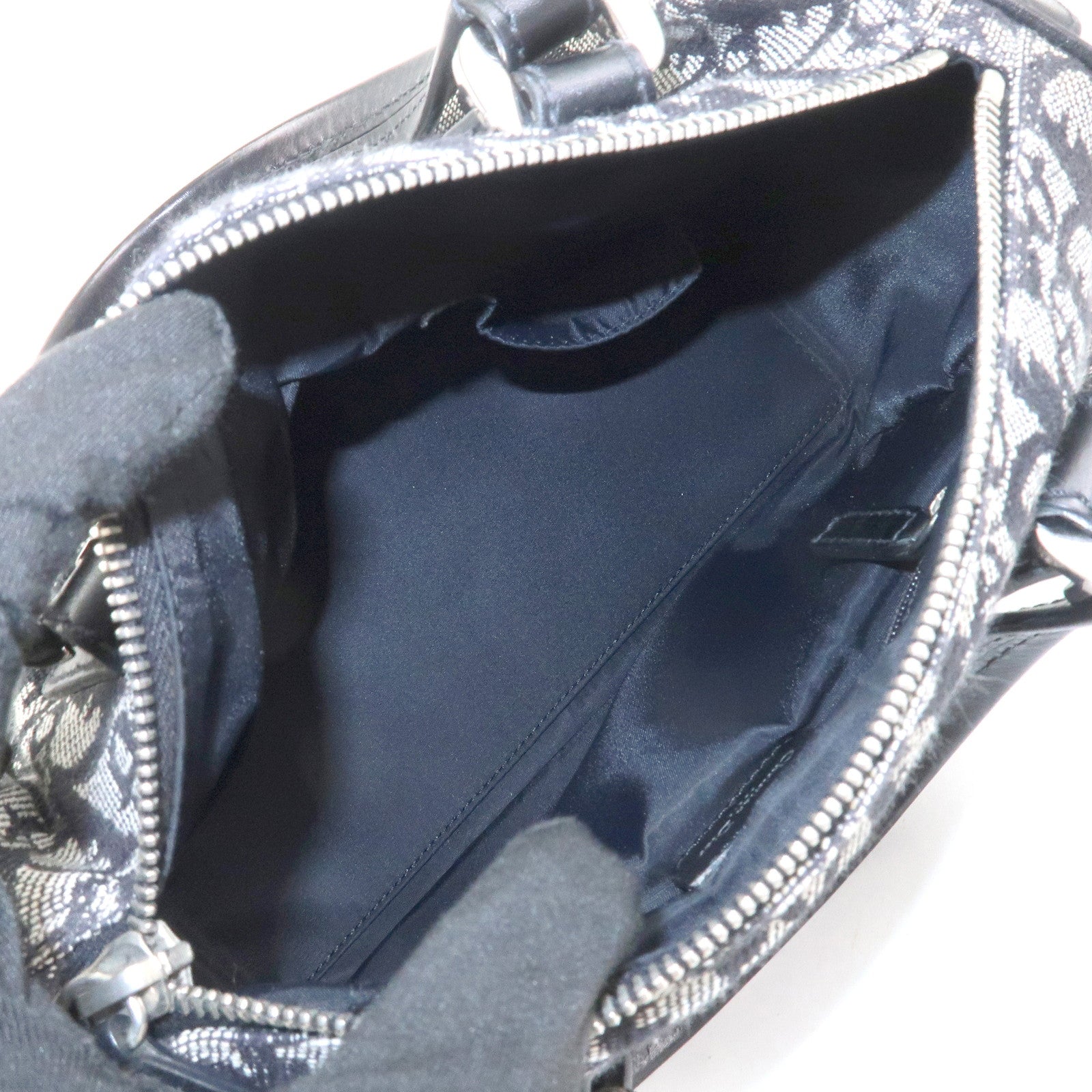 Christian Dior Trotter Canvas Leather Mini Boston Hand Bag Black
