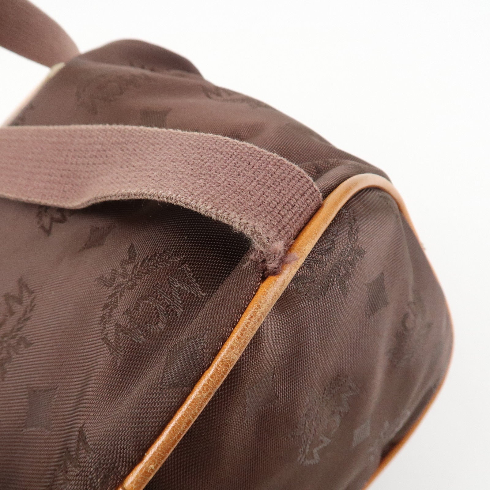 MCM Visetos Nylon Leather Backpack Rucksack Brown