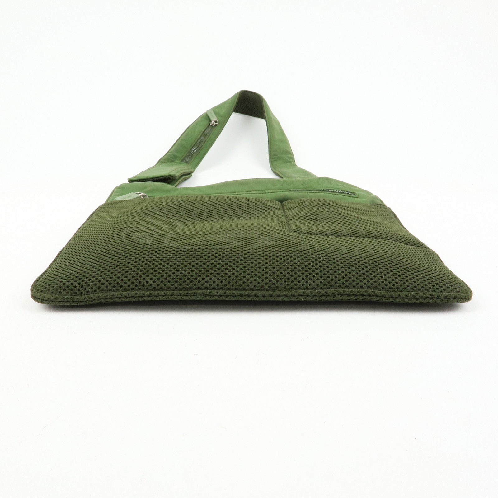 MIU MIU 90's Archive Chest Ring Mesh Nylon Shoulder Bag Khaki