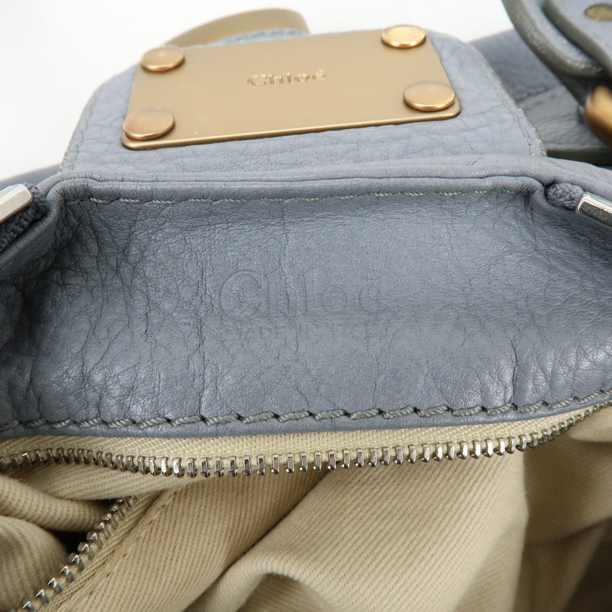 Chloe Paddington Leather Hand Bag Shoulder Bag Boston Bag Gray