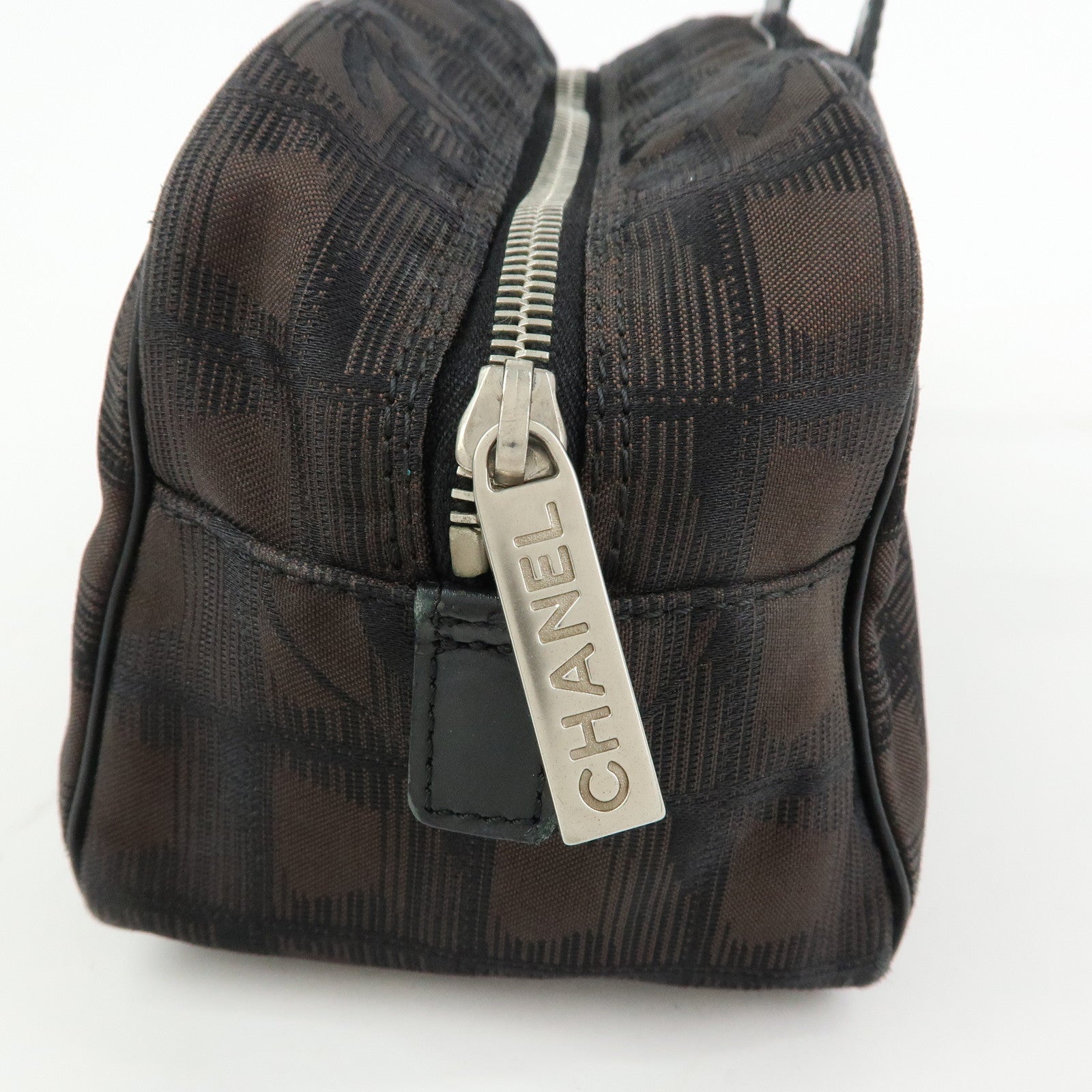 CHANEL New Travel Line Nylon Jacquard Mini Boston Bag Brown A15828