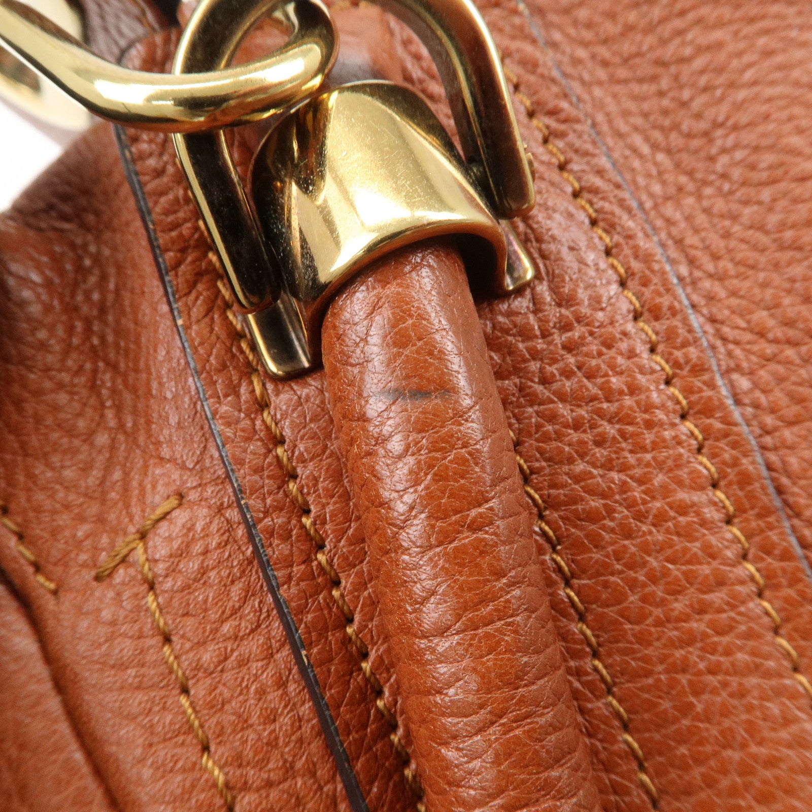 Chloe Paraty Leather 2Way Bag Shoulder Bag Hand Bag Brown