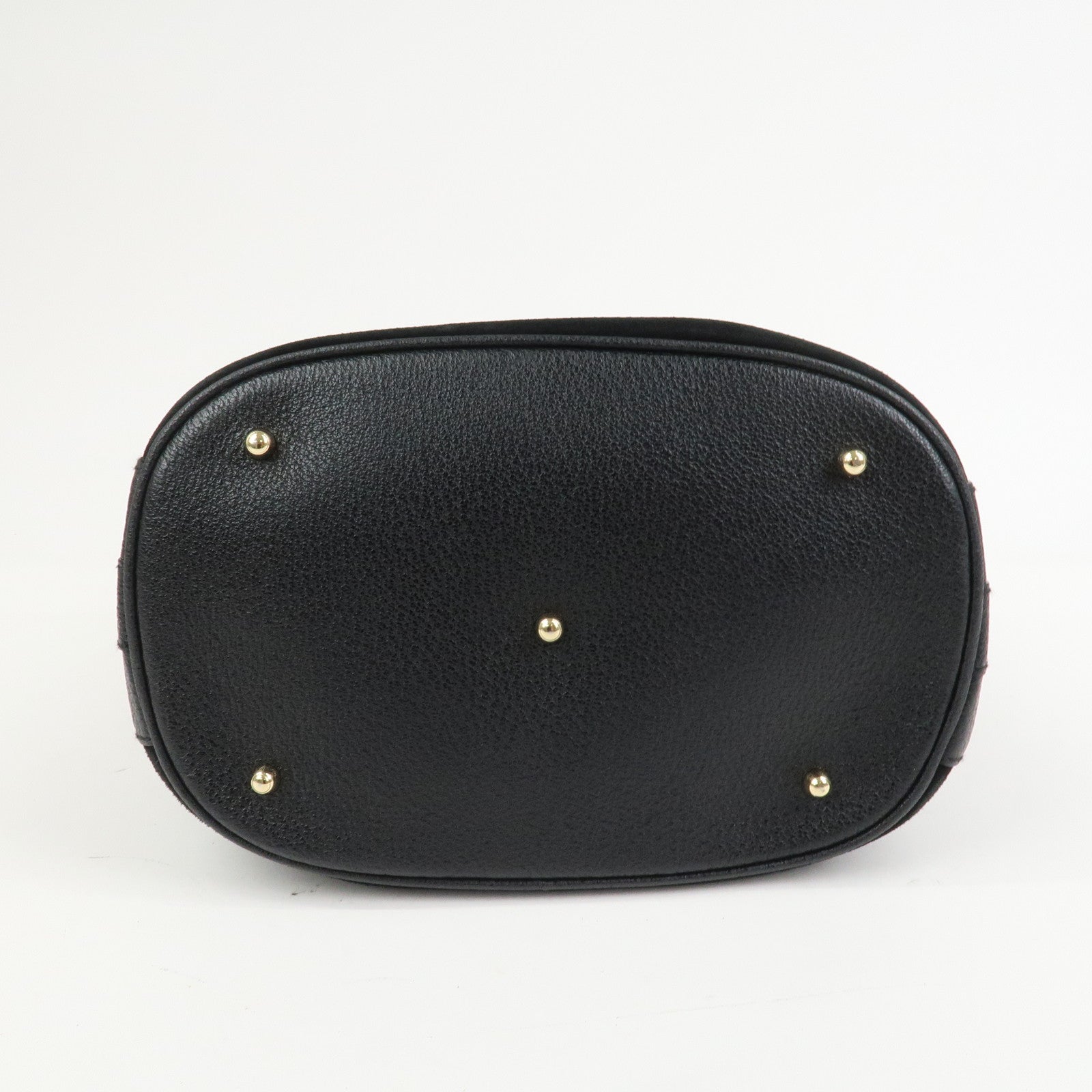 GUCCI Bamboo Logo Suede Leather 2WAY Bag Hand Bag Black 001・2855