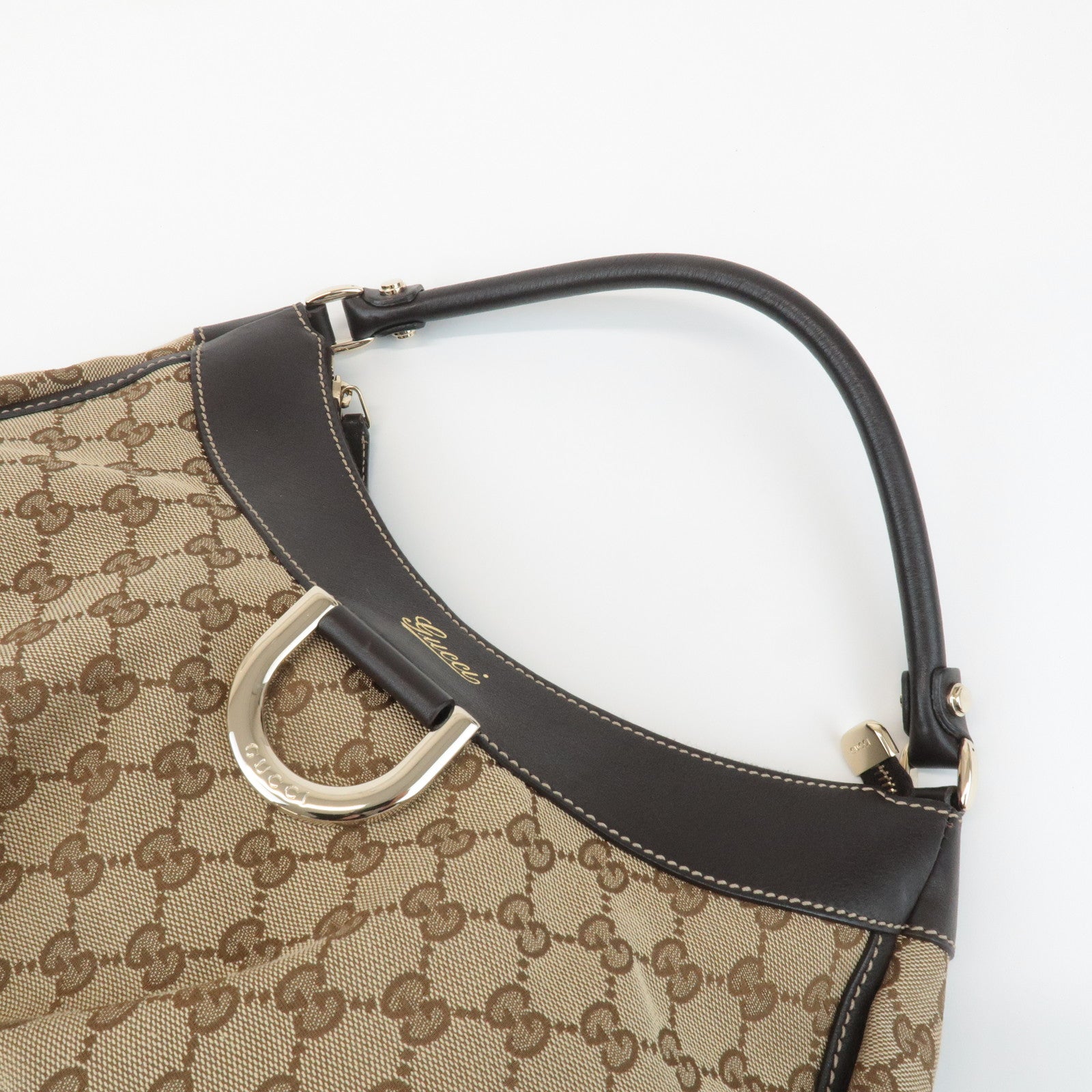 GUCCI Abbey GG Canvas Leather Shoulder Bag Hand Bag Beige Brown 189833 Used