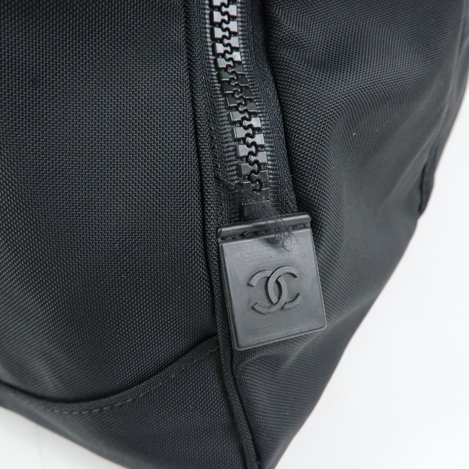 CHANEL COCO Mark Sport Line Nylon Boston Bag Shoulder Bag Black