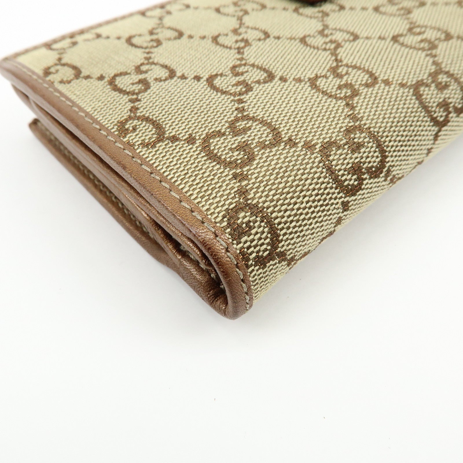 GUCCI Interlocking G GG Canvas Leather Long Wallet Light Brown