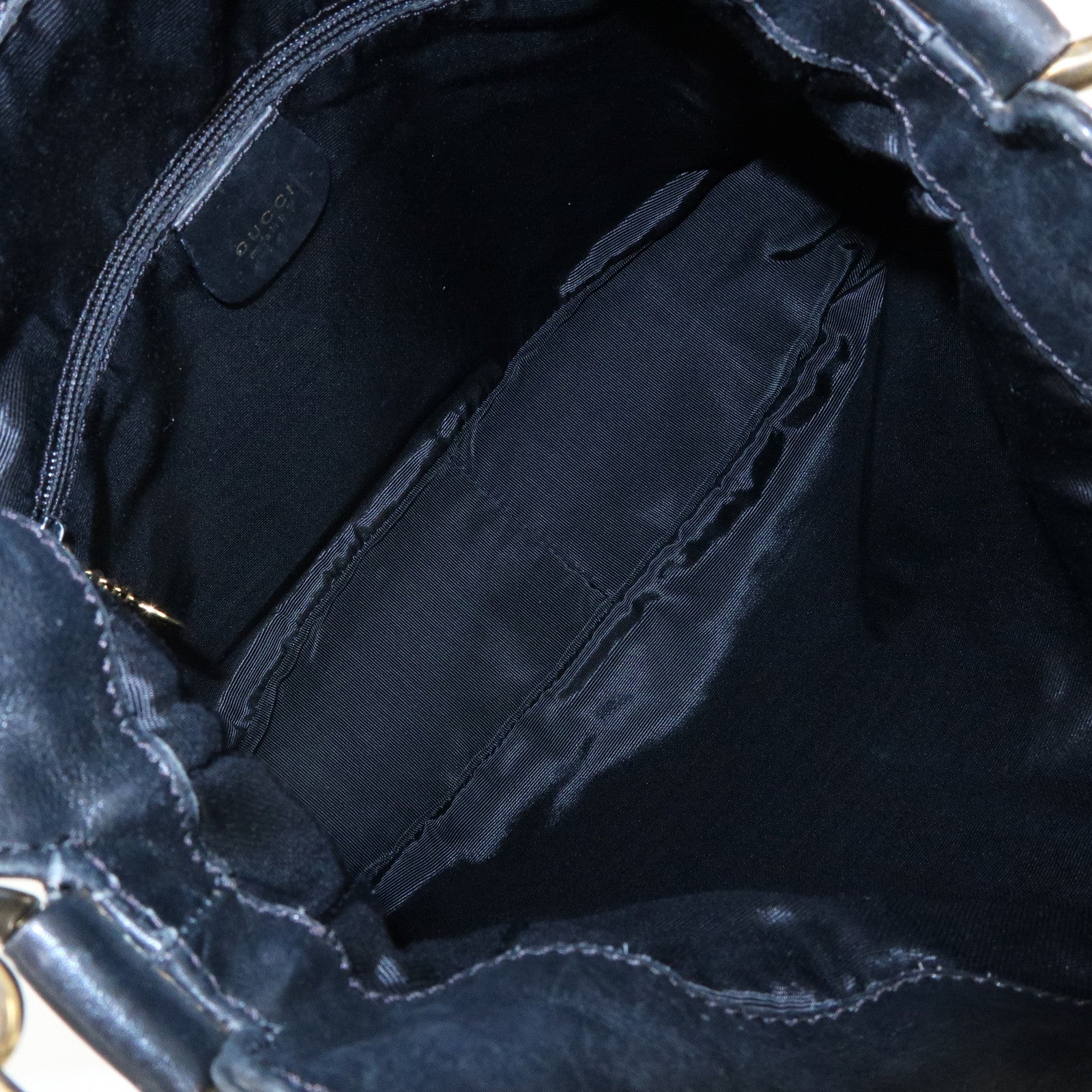 GUCCI Bamboo Leather 2Way Bag Tote Bag Black 001・2058・1638・0