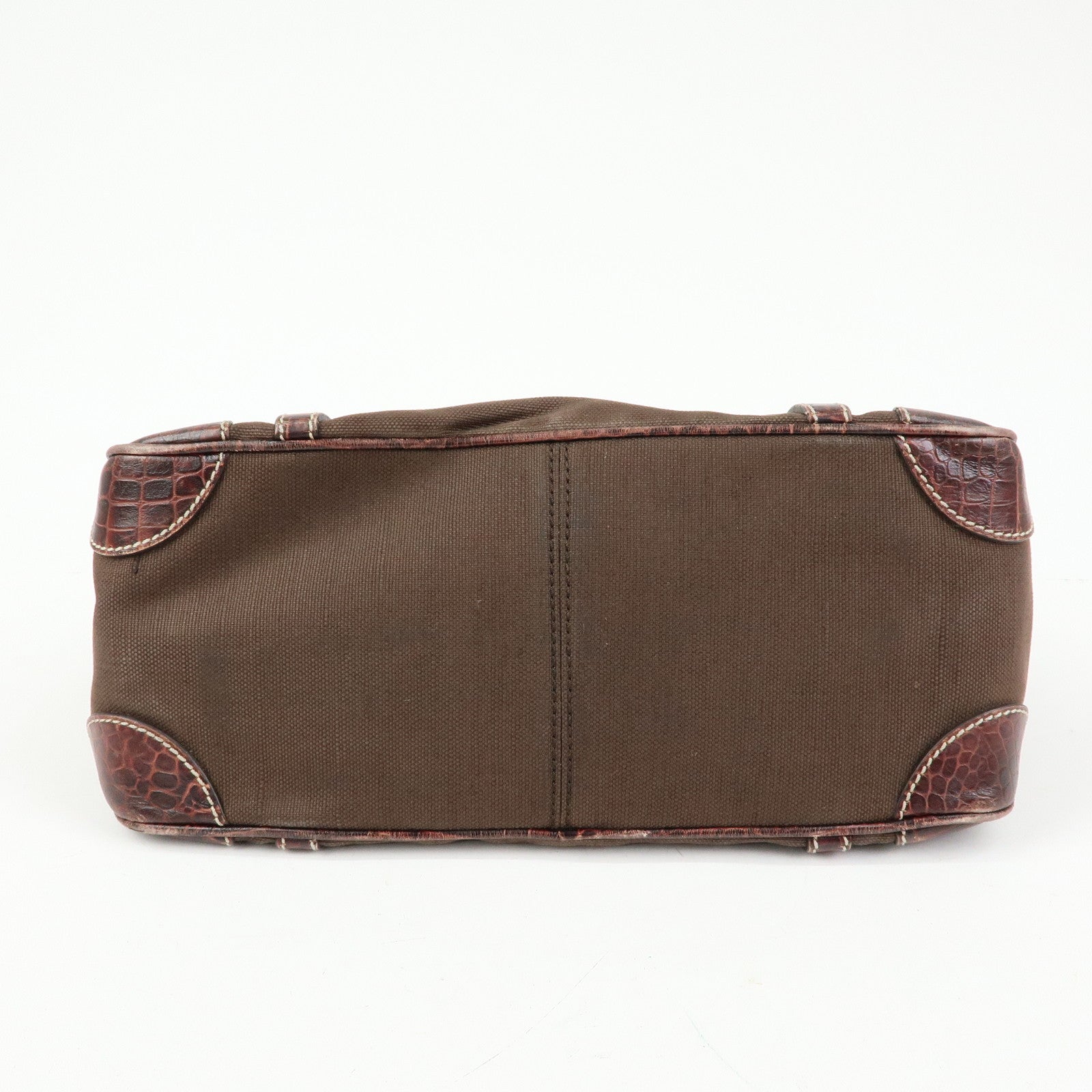 CELINE Macadam Boogie Bag Canvas Leather Hand Bag Brown