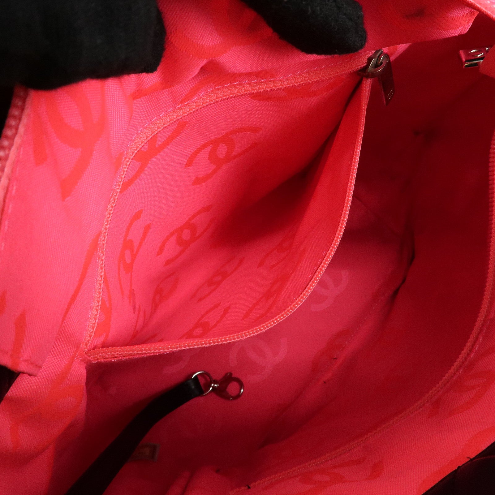 CHANEL Cambon Line COCO Mark Lamb Skin Small Tote Bag Black A25166 Used