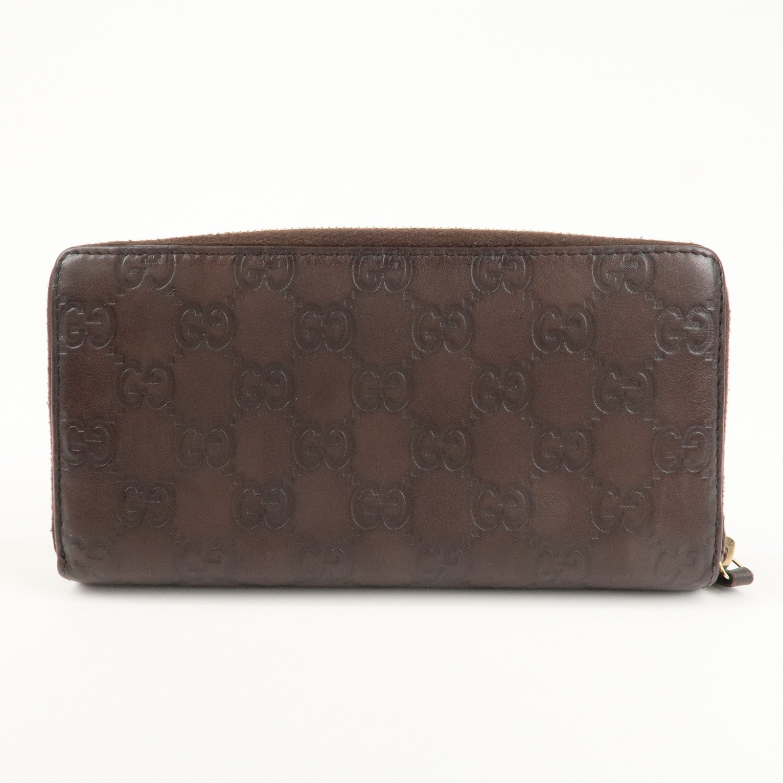 GUCCI Guccissima Leather Round Zippy Long Wallet Dark Brown 112724 Used