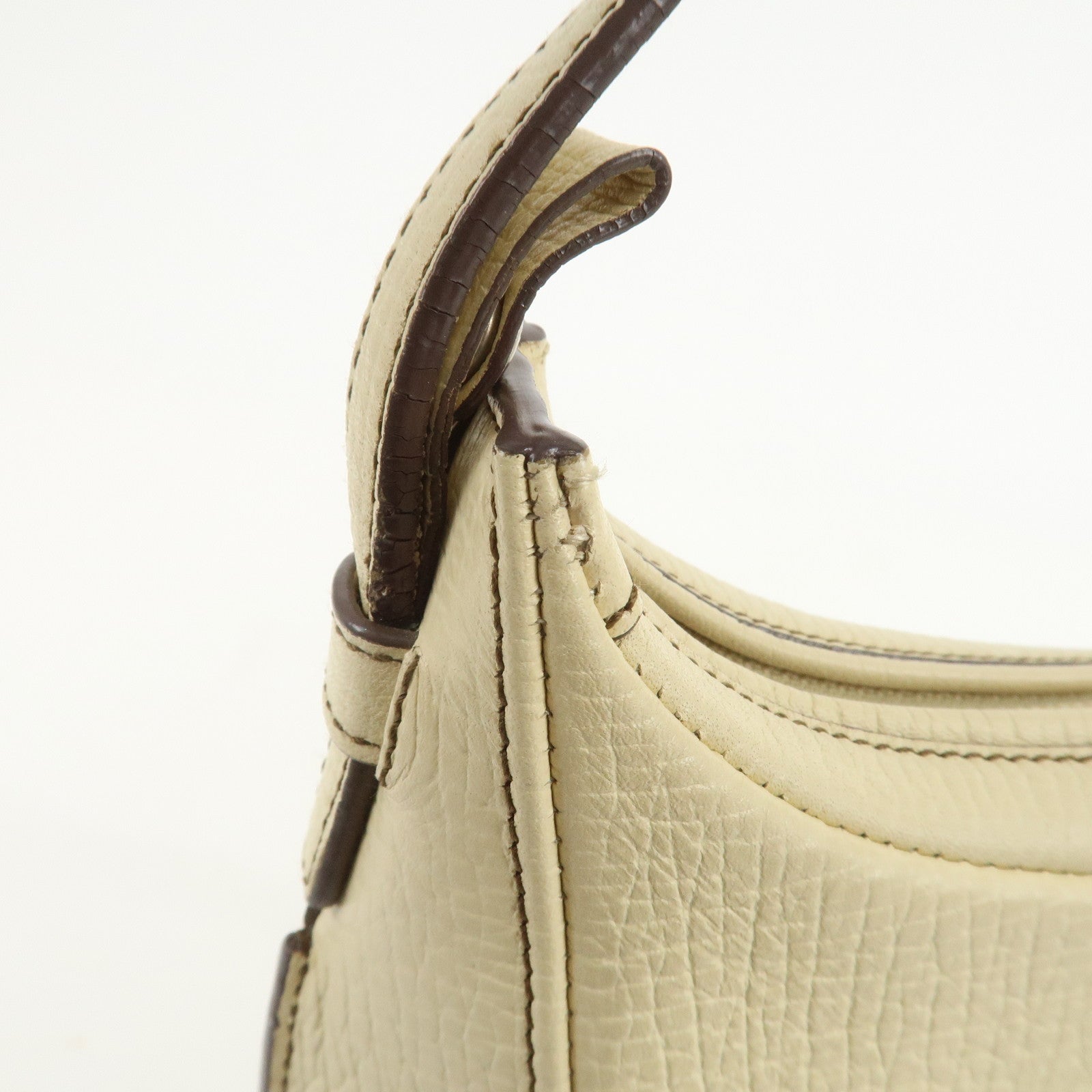LOEWE Embossed Leather Shoulder Bag Hand Bag Ivory