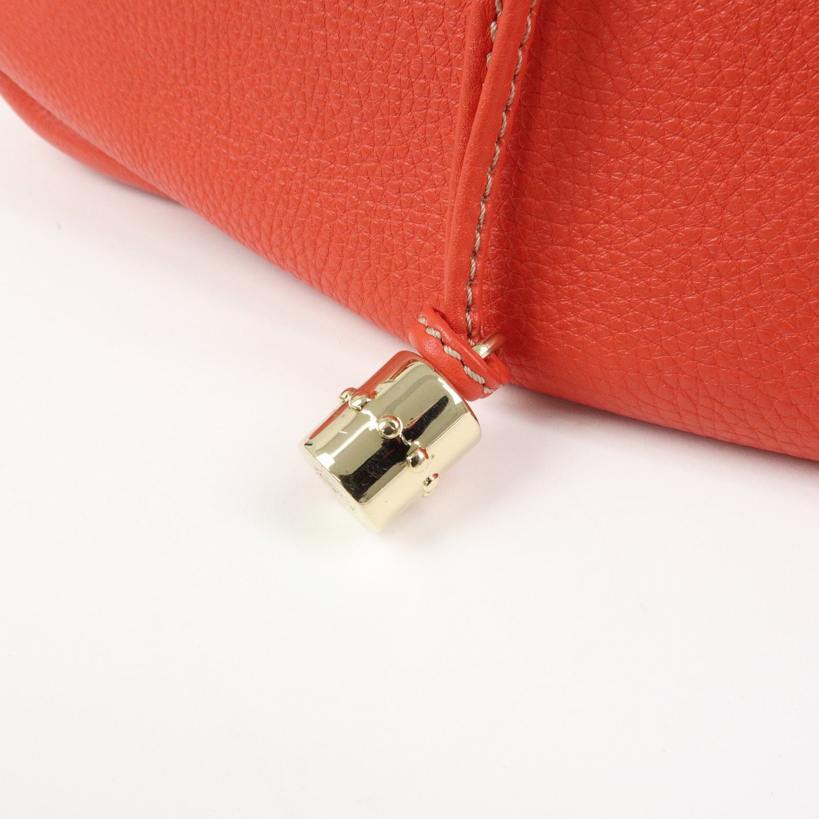 CELINE Bittersweet Leather Shoulder Bag Hand Bag Tote Bag Red