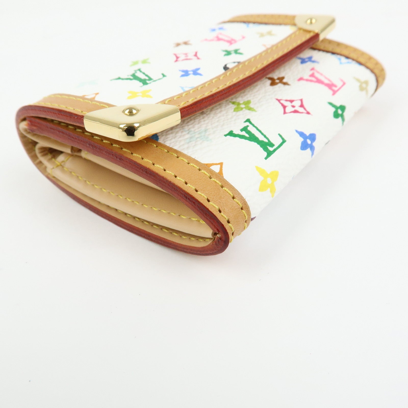 Louis Vuitton Monogram Porte Monnaie Plat Coin Case Blanc M92657