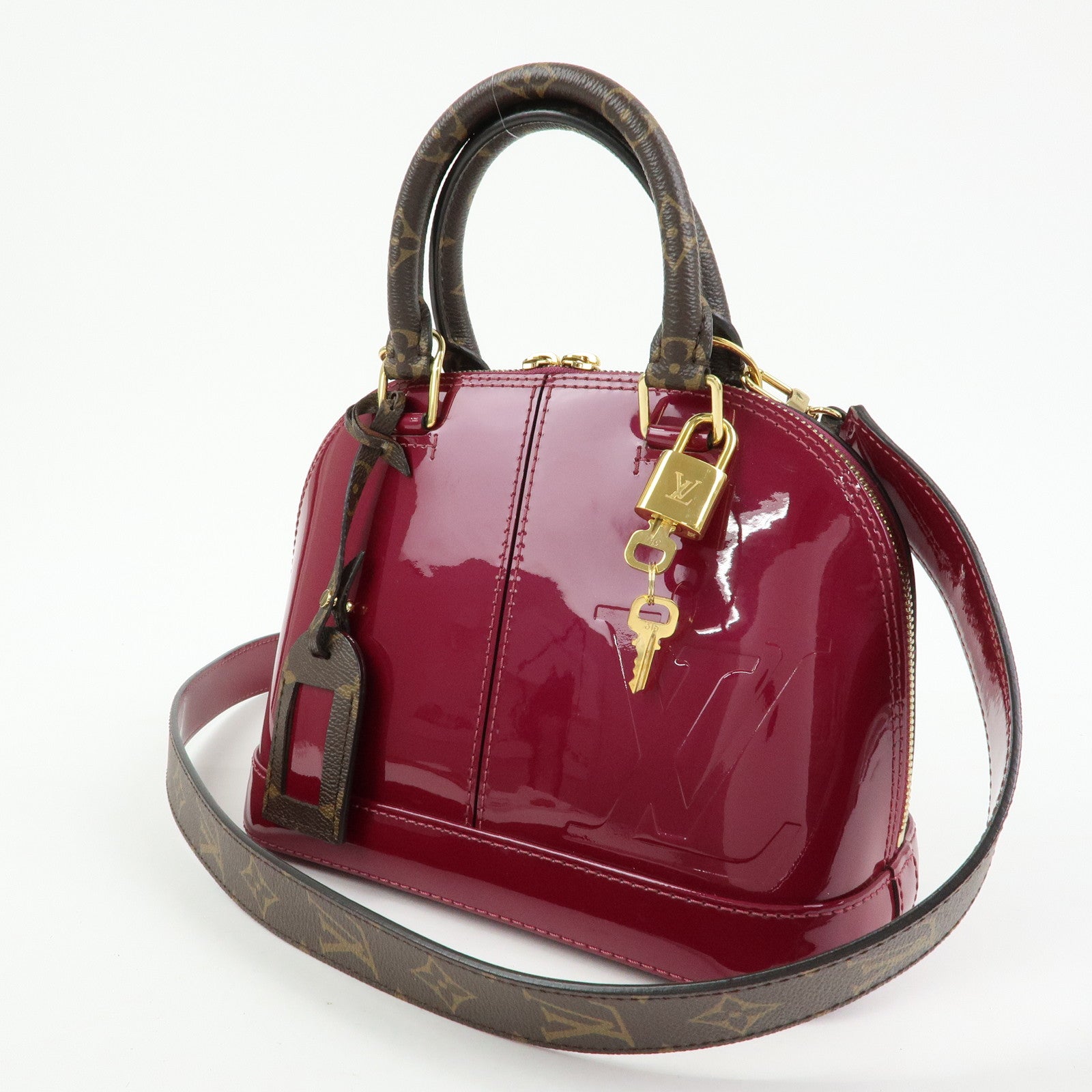 Louis Vuitton Monogram Vernis Alma BB 2Way Bag Magenta M54785