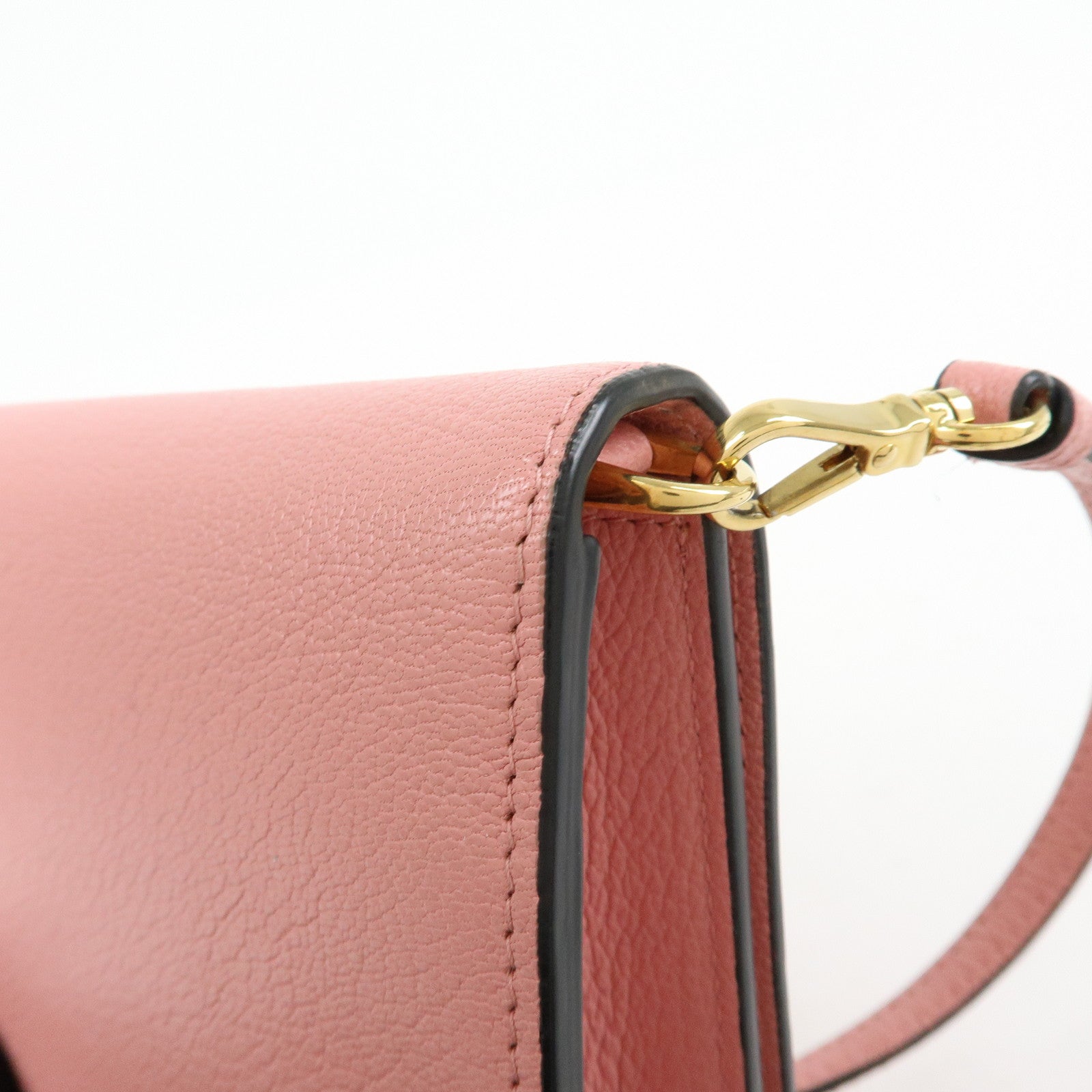 MIU MIU Madras Leather 2Way Clutch Bag Shoulder Bag Pink 5ZH044