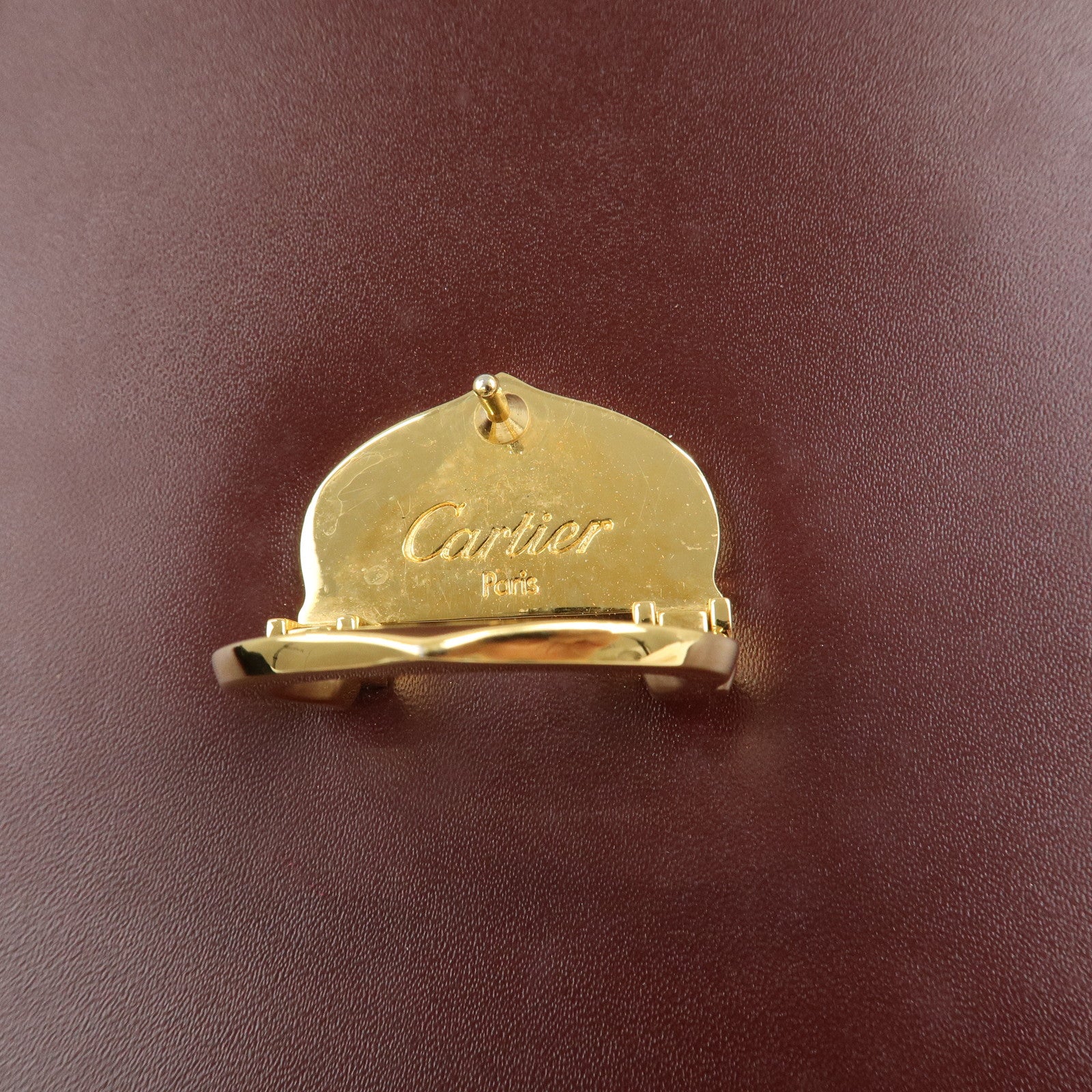Cartier Must Line Leather Hand Bag Bordeaux Gold HDW