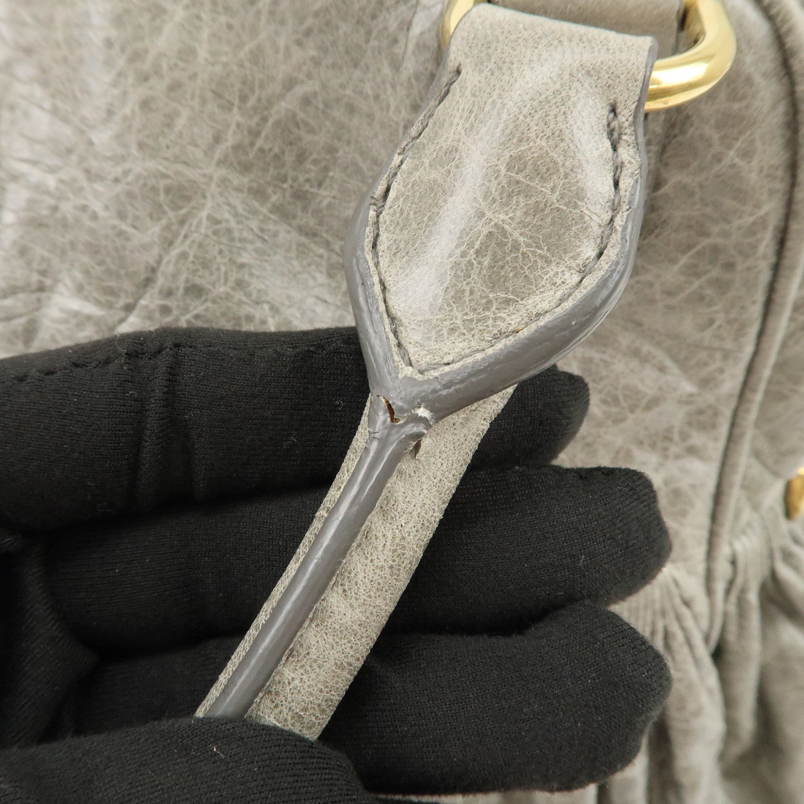 MIU MIU Nappa Leather Hand Bag Emerald Green Used