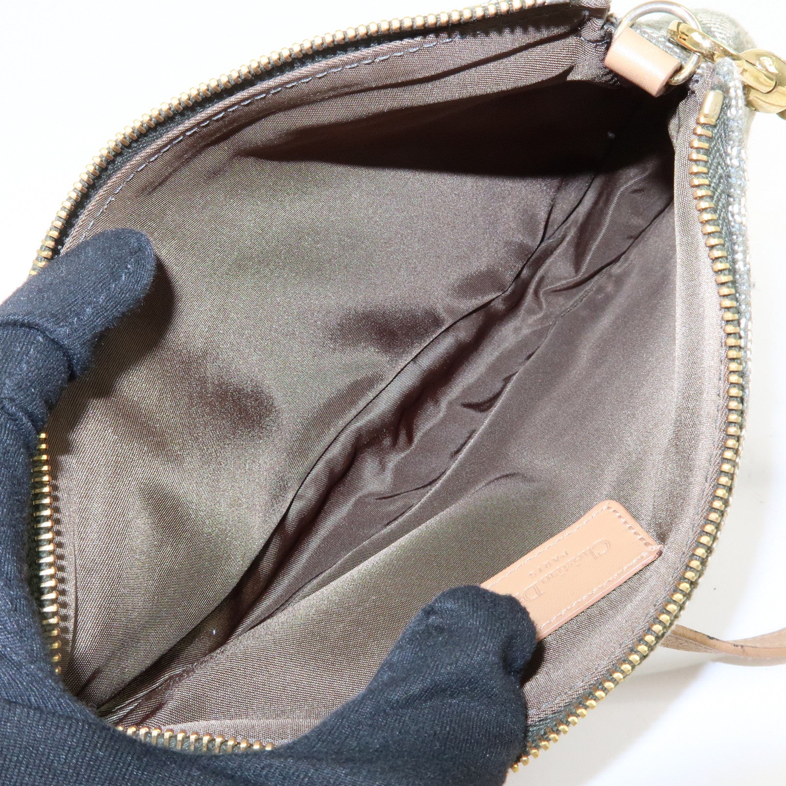 Christian Dior Saddle Trotter Jacquard Leather Hand Bag Green