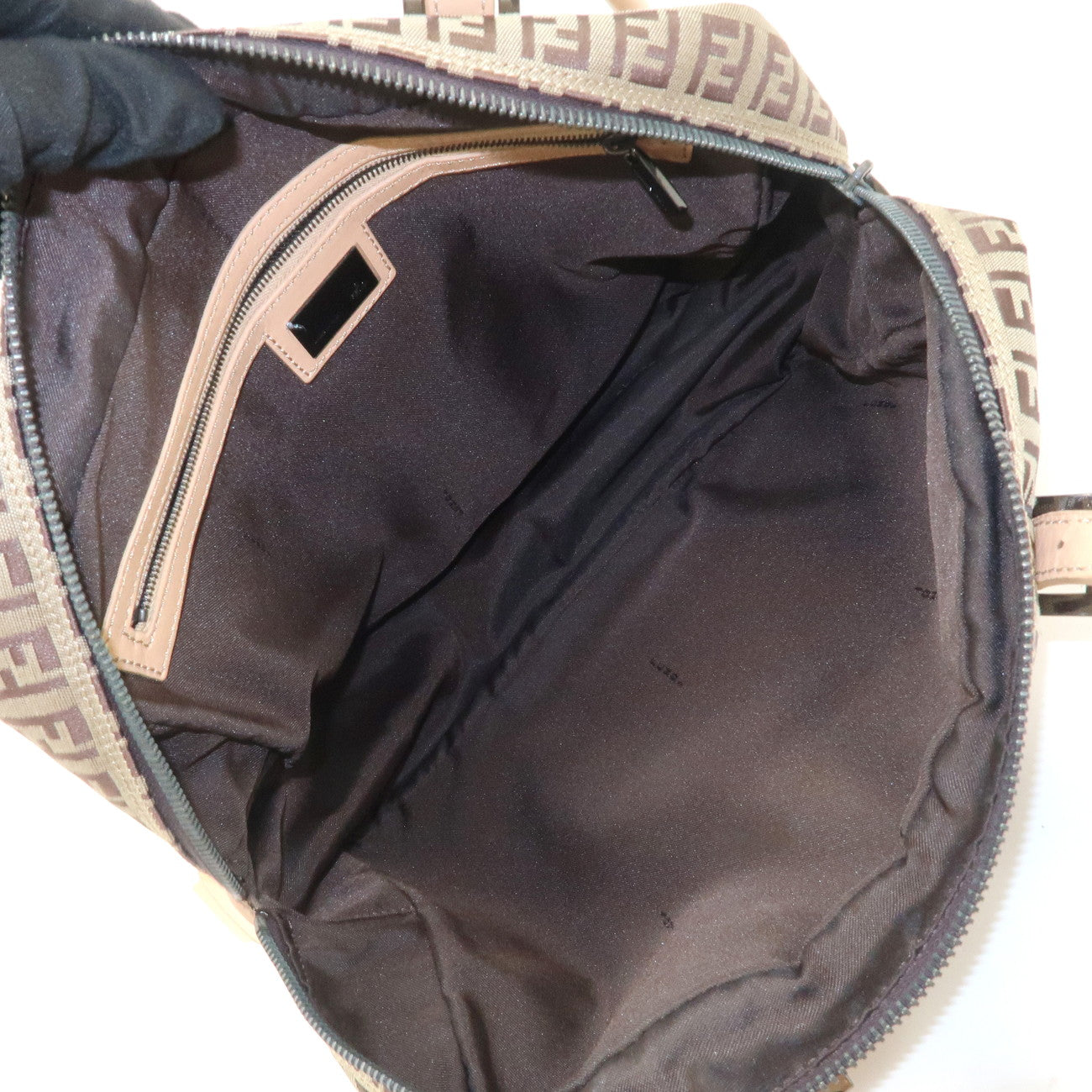 FENDI Zucchino Canvas Hand Bag Shoulder Bag Brown 8BN005