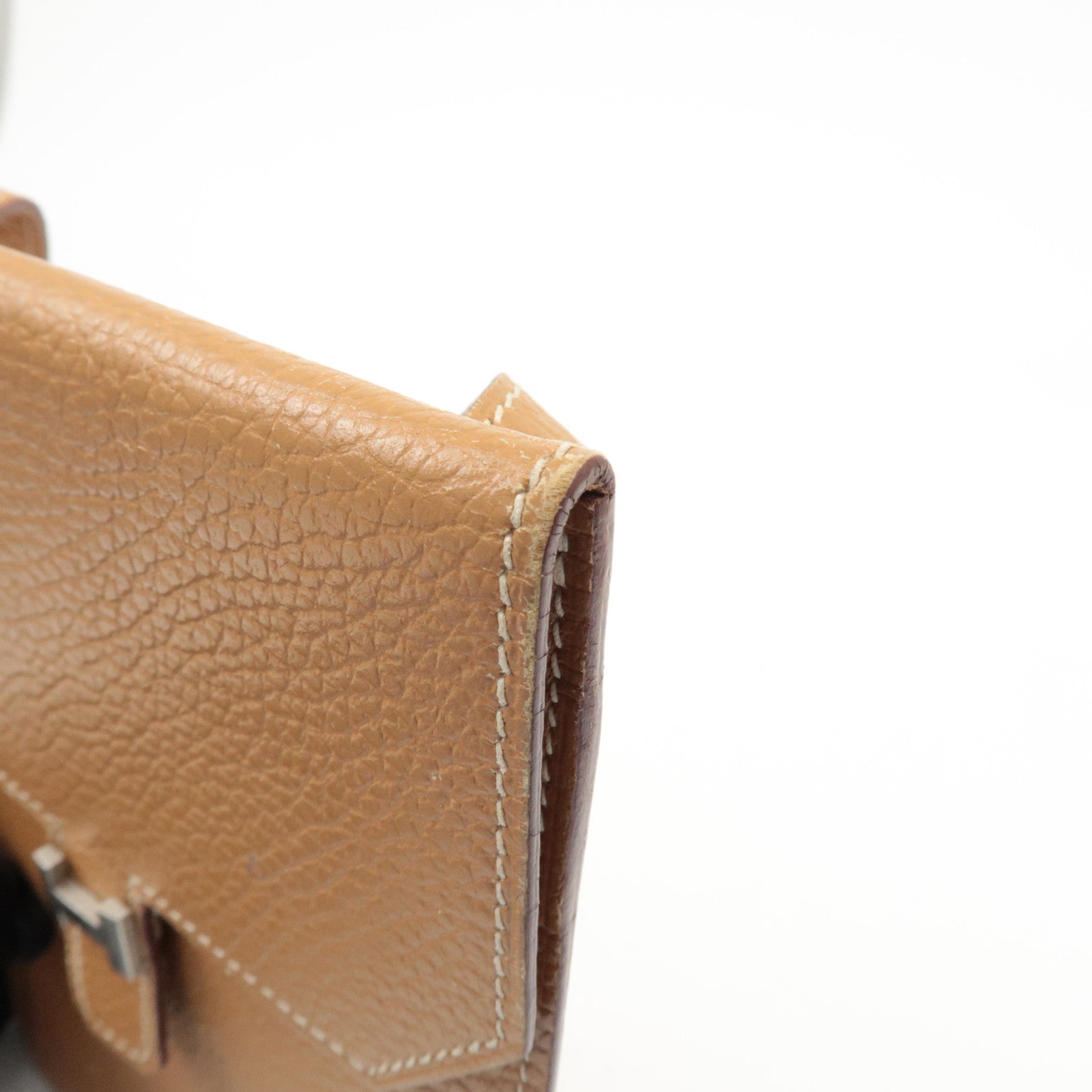 HERMES Leather Ameli H Logo Shoulder Bag Brown Silver HDW Used