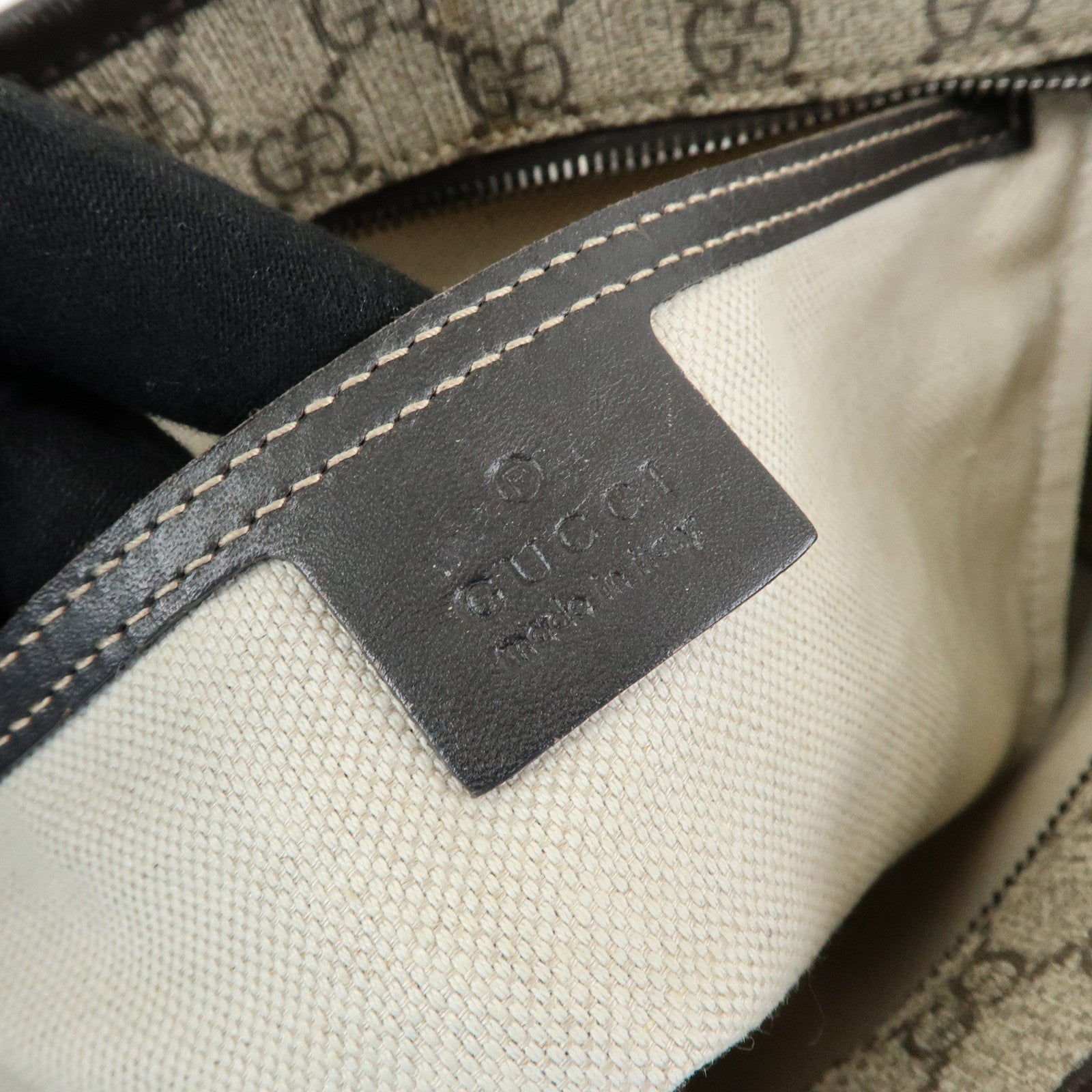 GUCCI GG Supreme Leather Tote Bag Shoulder Bag Beige Brown 211138
