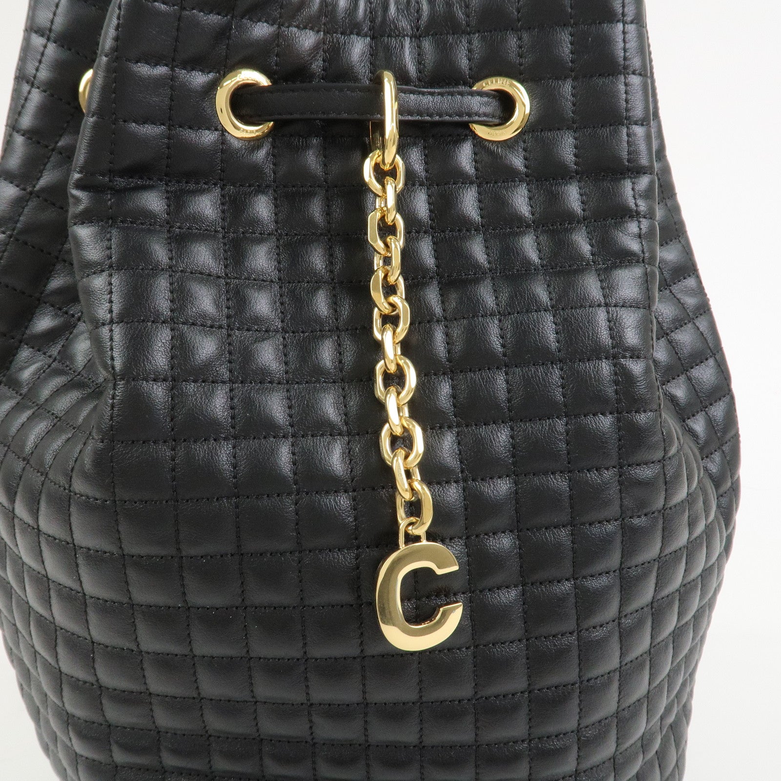 CELINE Quilted Leather Backpack Rucksack Shoulder Bag Black