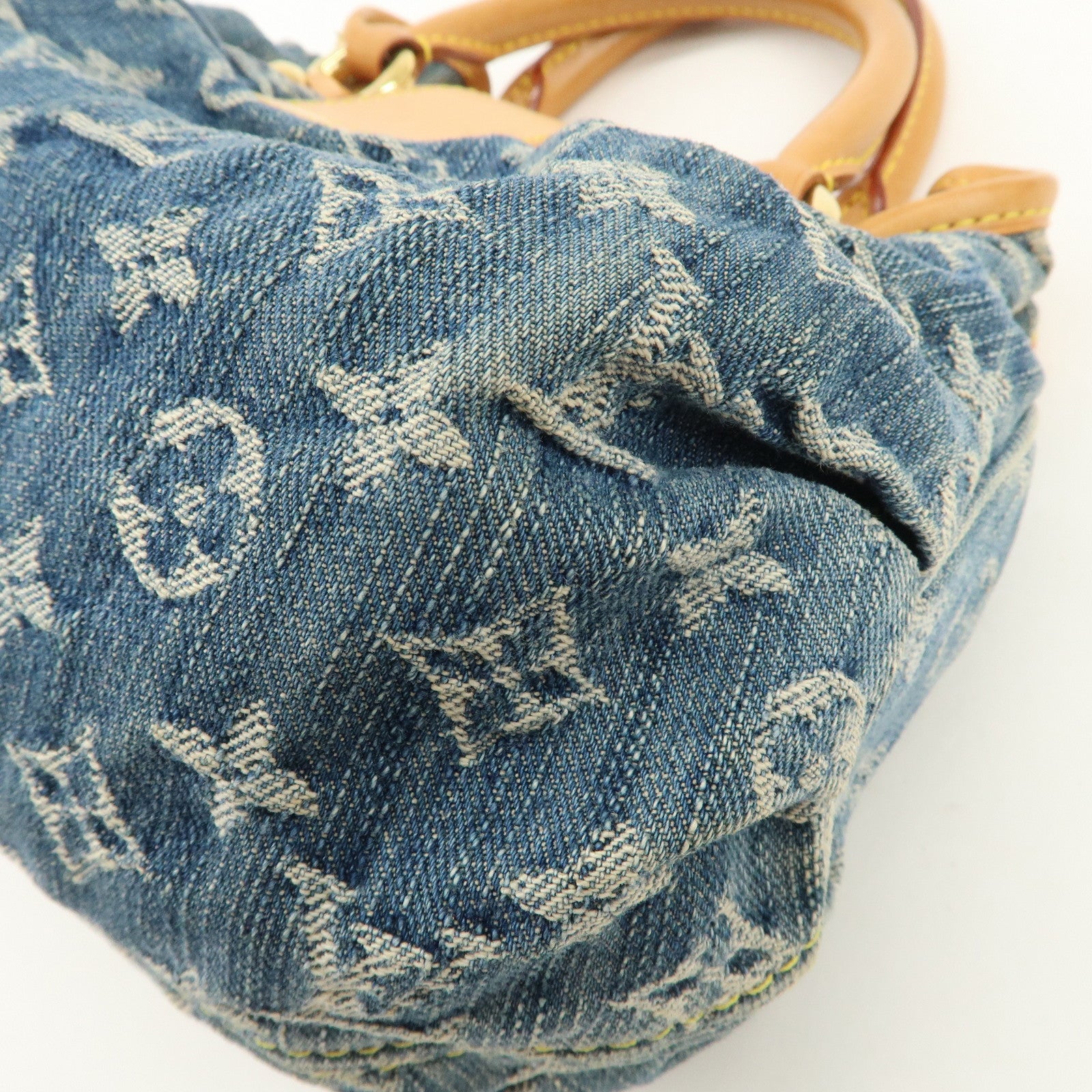 Louis Vuitton Monogram Denim Pleaty Hand Bag Blue M95020