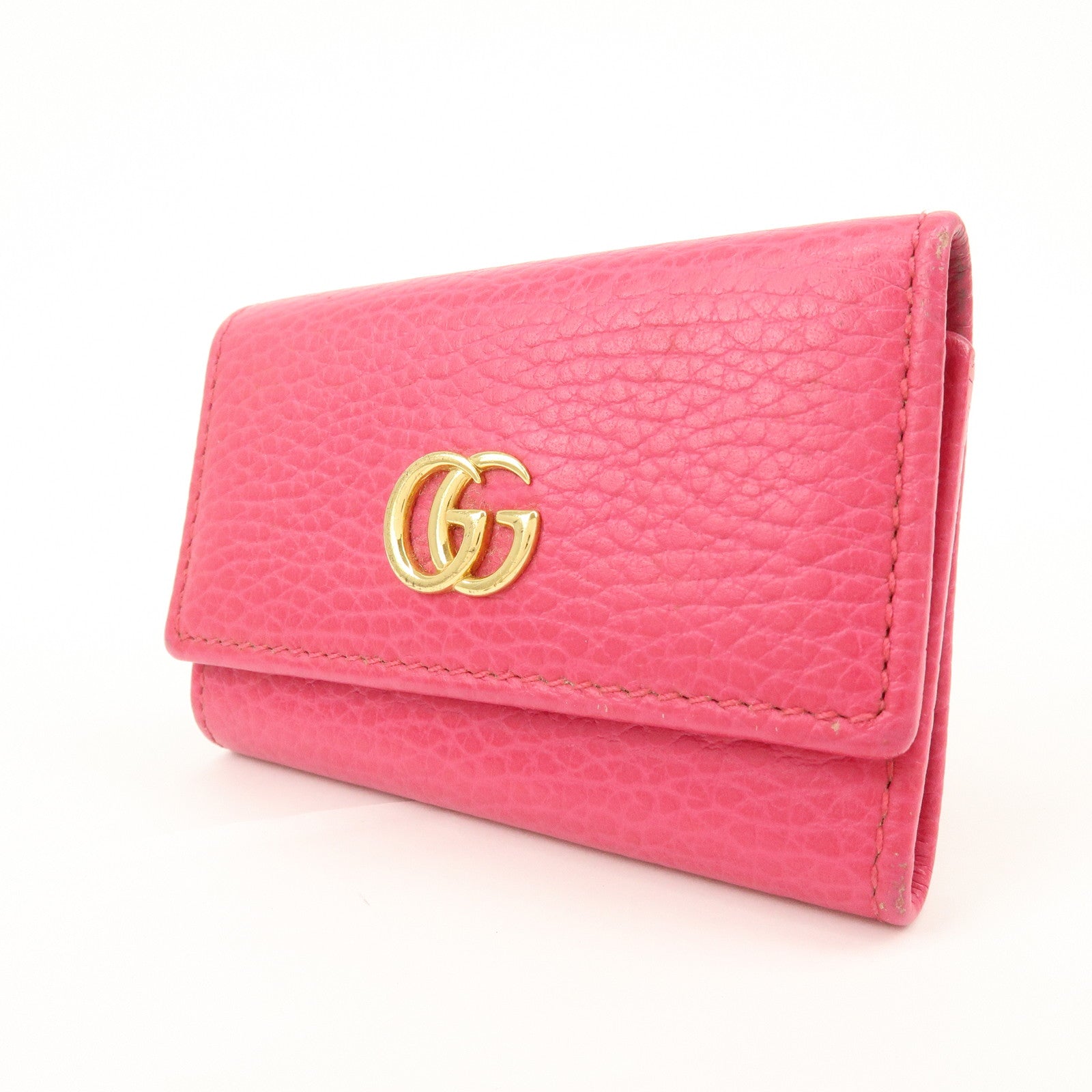 GUCCI GG Marmont Leather 6 Rings Key Case Key Holder Pink 456118