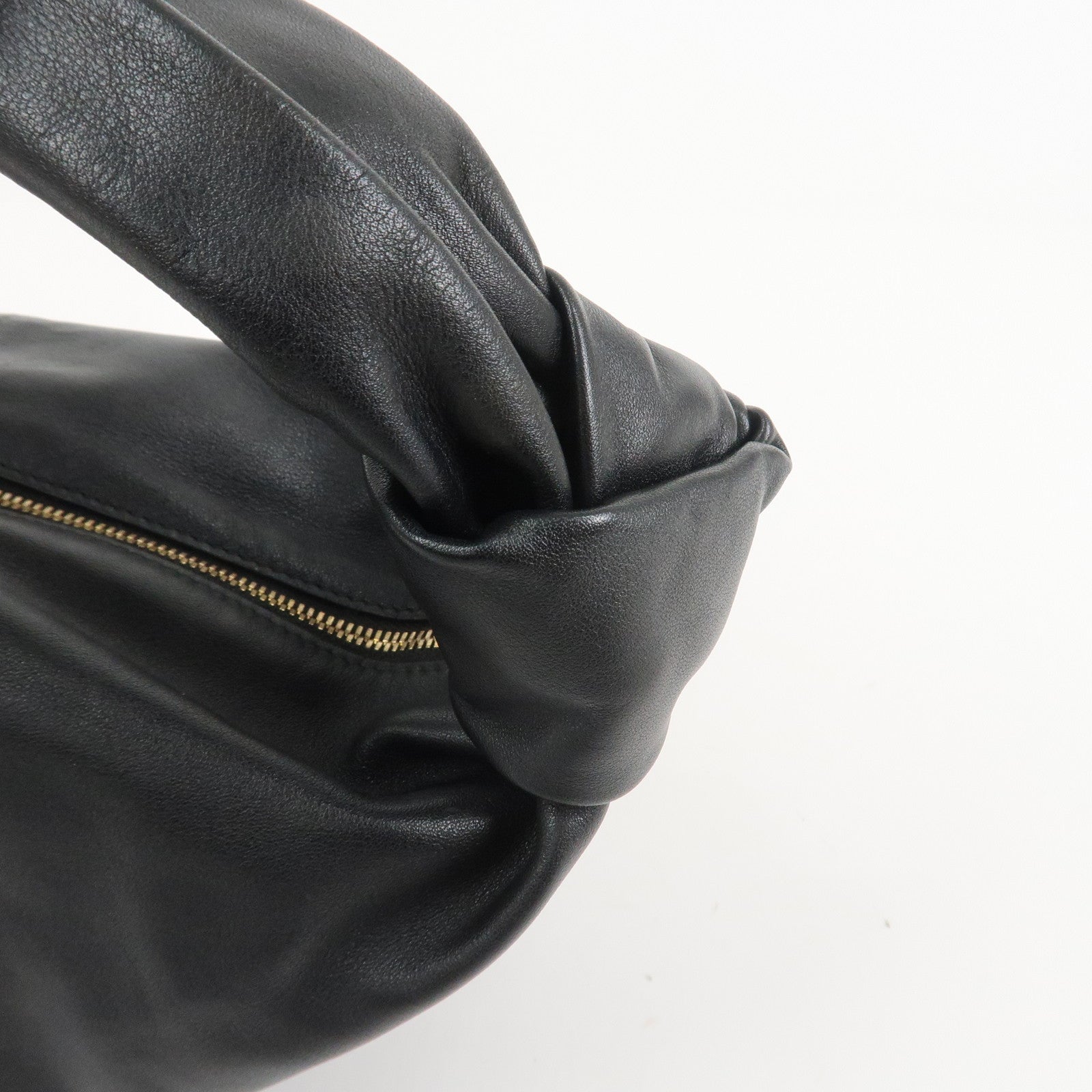 BOTTEGA VENETA Double Knots Leather Hand Bag Black