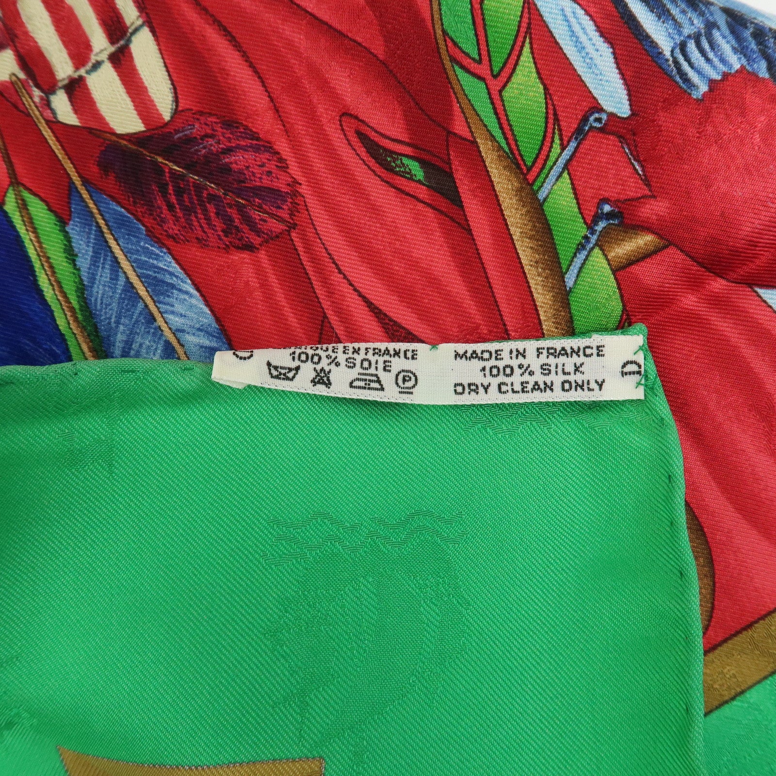 HERMES Carre 90 Silk 100% Scarf Christophe Colomb Green Blue