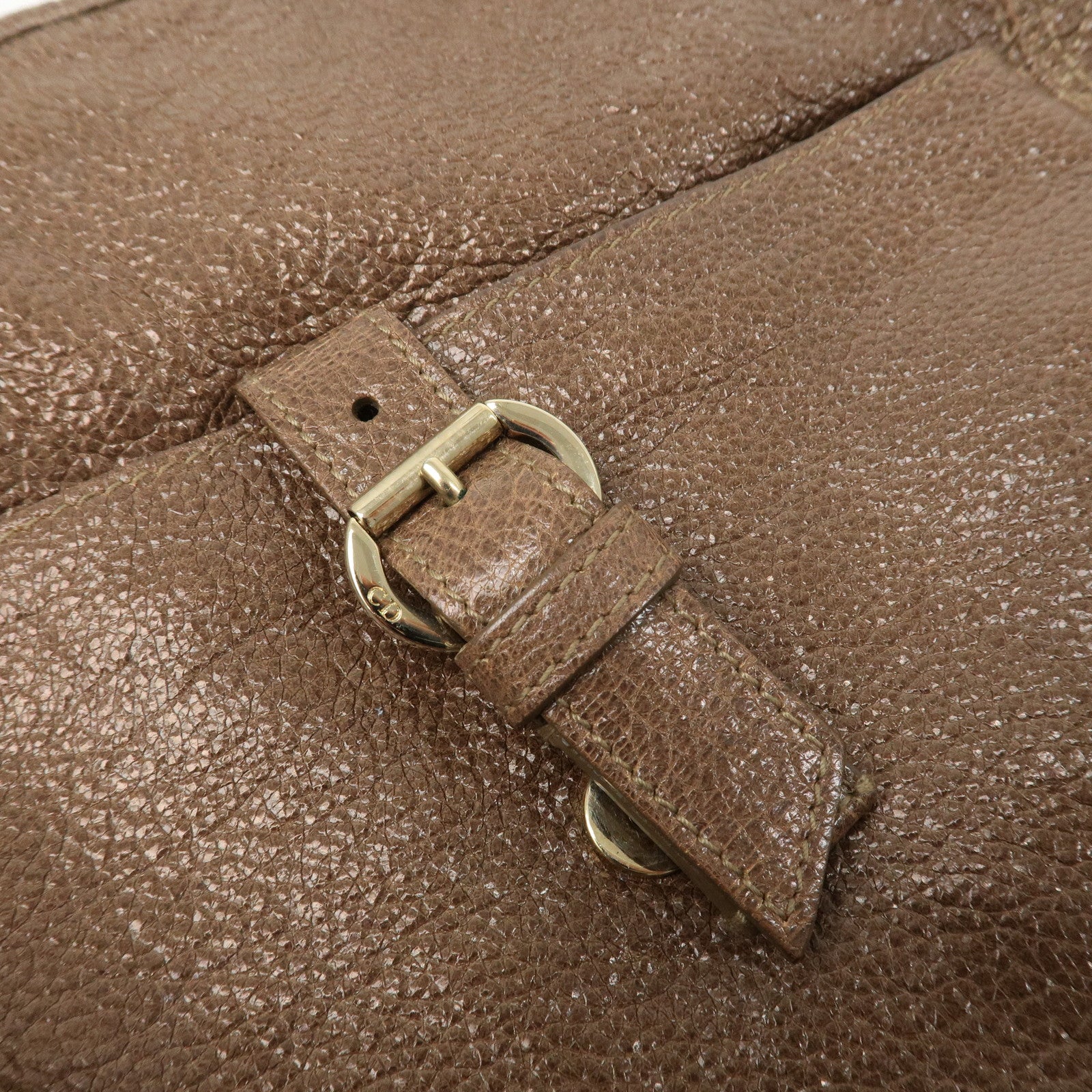 Christian Dior Lady Dior Leather Tote Bag Shoulder Bag Brown