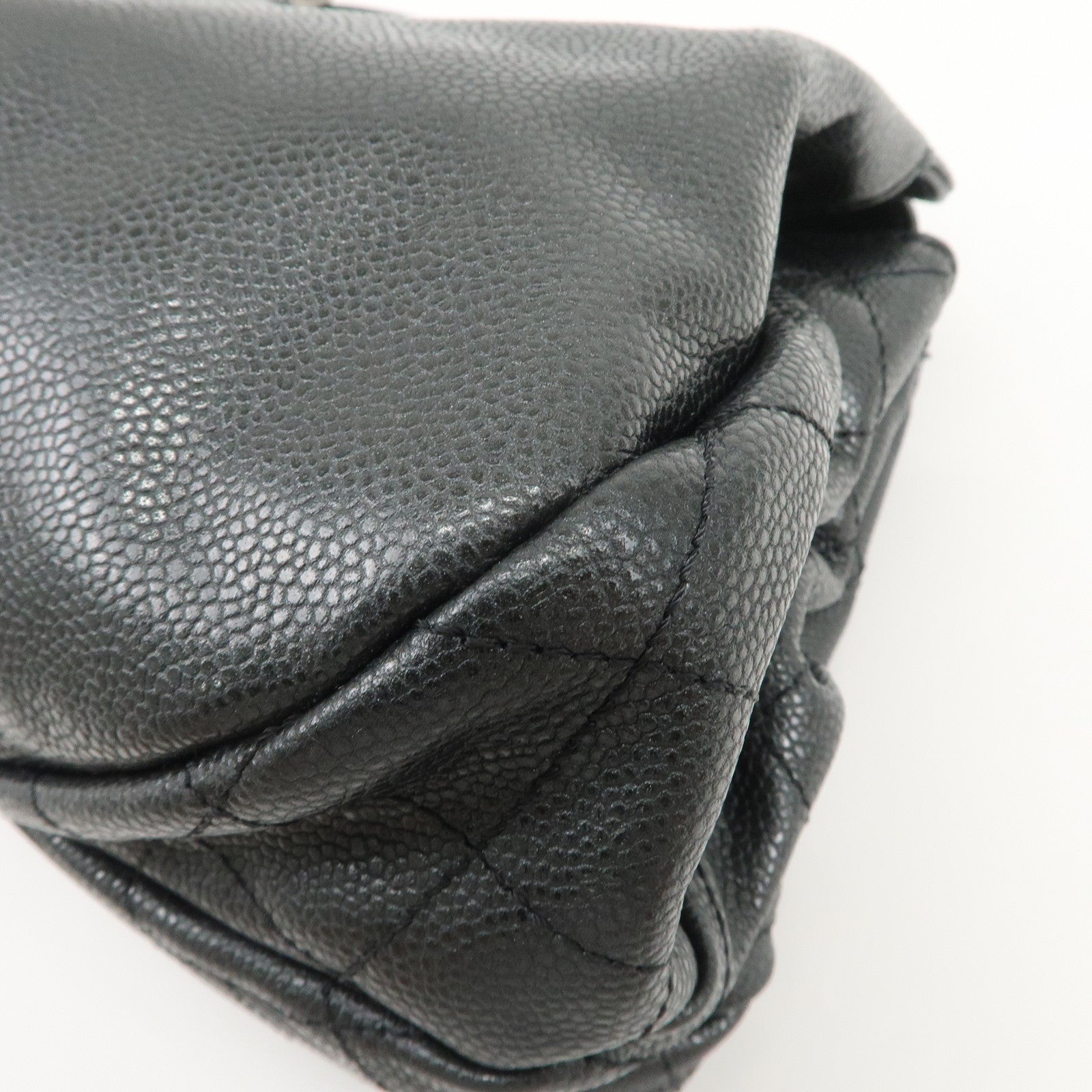 CHANEL COCO Mark Caviarskin Chain Shoulder Bag Black Silver