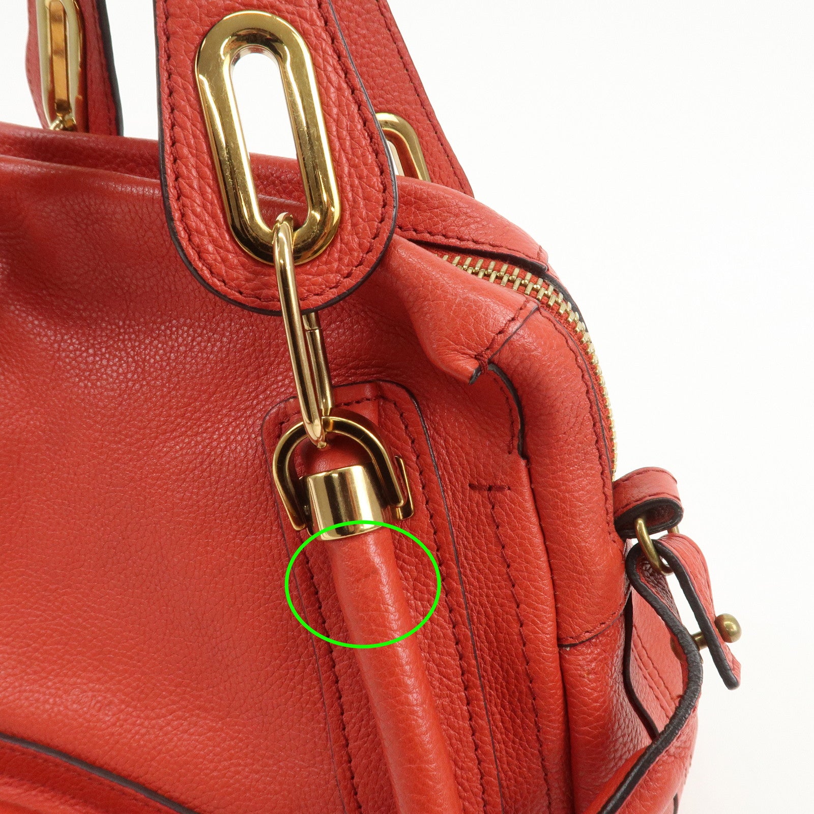 Chloe Paraty Leather 2Way Bag Shoulder Bag Hand Bag Red