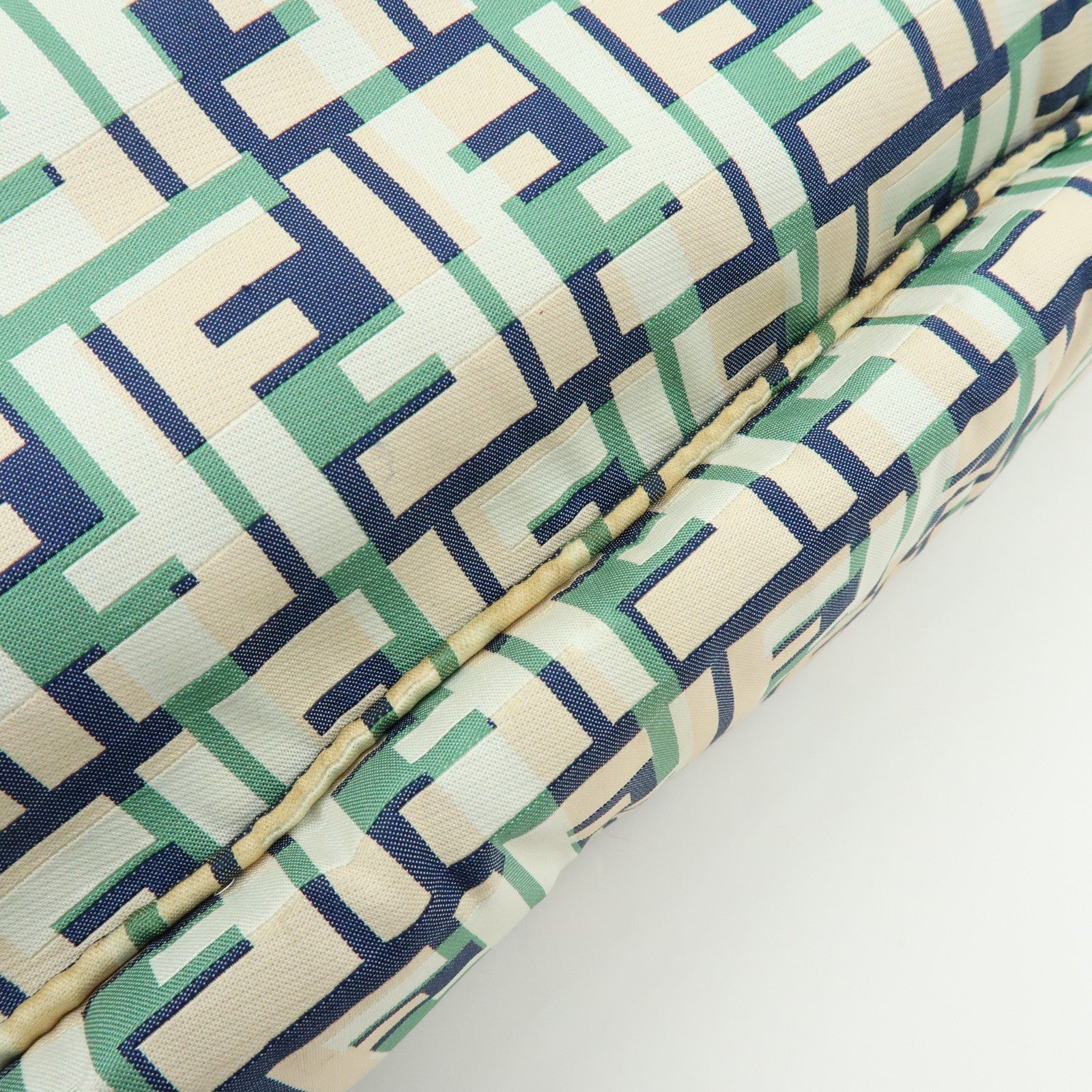 FENDI Zucca Nylon Leather Tote Bag Shoulder Bag Navy Green