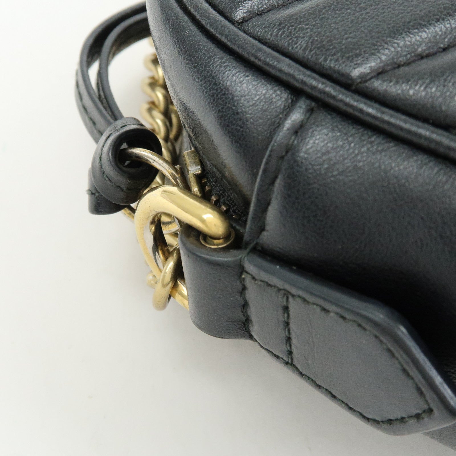 GUCCI GG Marmont Leather Shoulder Crossbody Bag Black 448065