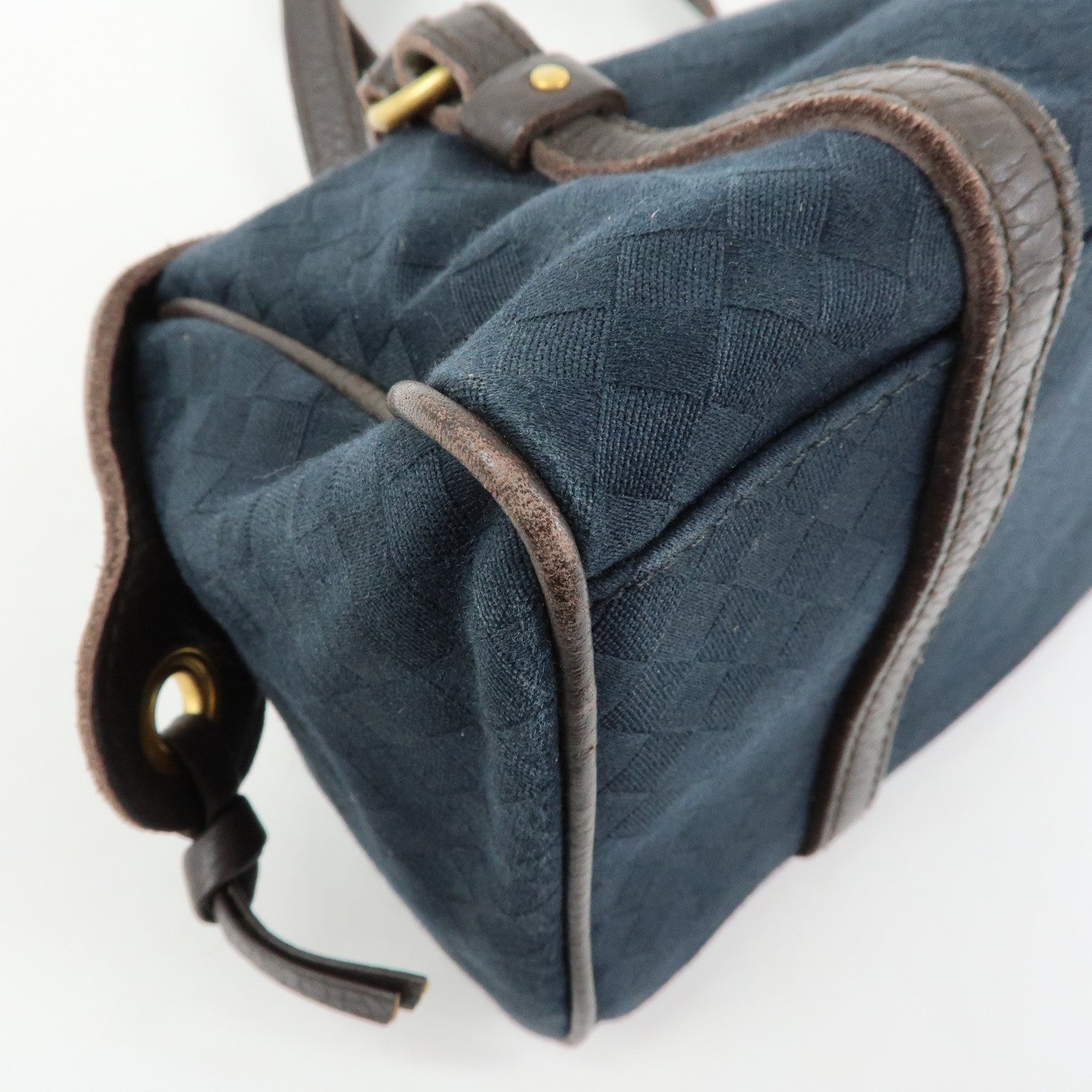 BOTTEGA VENETA Intrecciato Canvas Leather Mini Boston Bag 142470