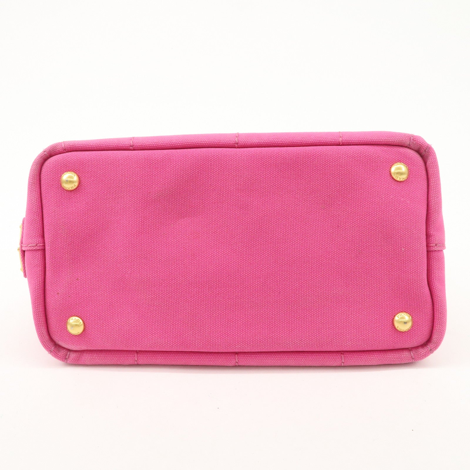 PRADA Logo Canapa Mini Canvas Tote Bag Hand Bag Pink BN2439 Used