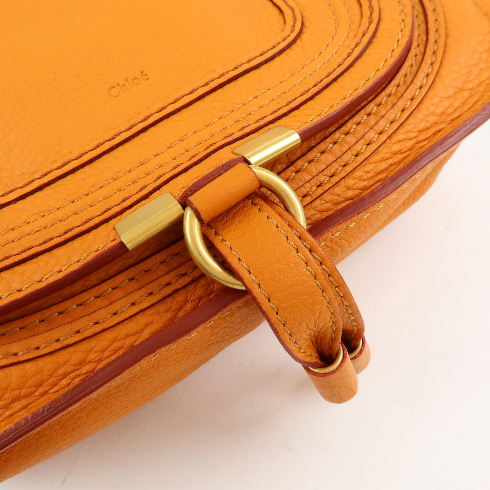 Chloe Marcy Leather 2Way Bag Hand Bag Shoulder Bag Orange