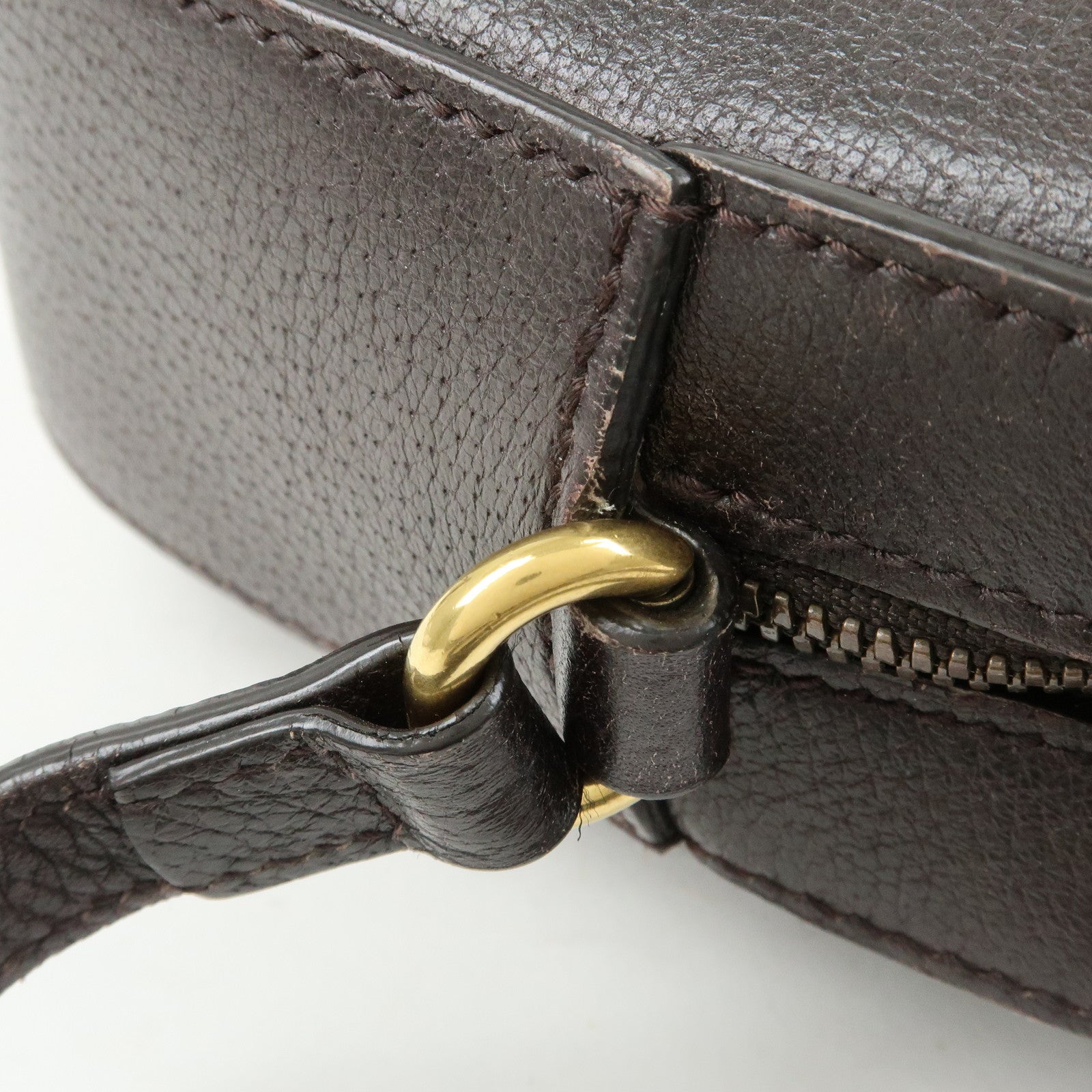 GUCCI Sherry Leather Shoulder Bag Crossbody Bag Brown 412008