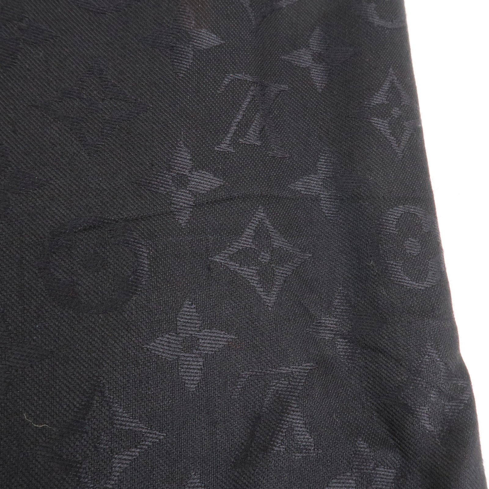 Louis Vuitton Monogram Silk Wool Shawl Anthracite Black M74752