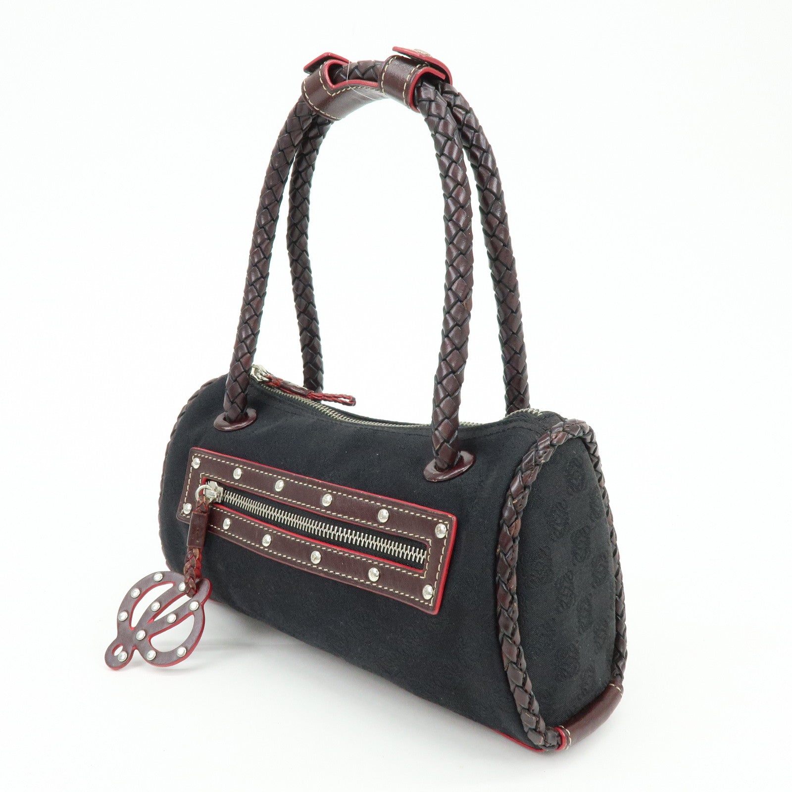 LOEWE Anagram Leather Mini Hand Bag Black Dark Brown