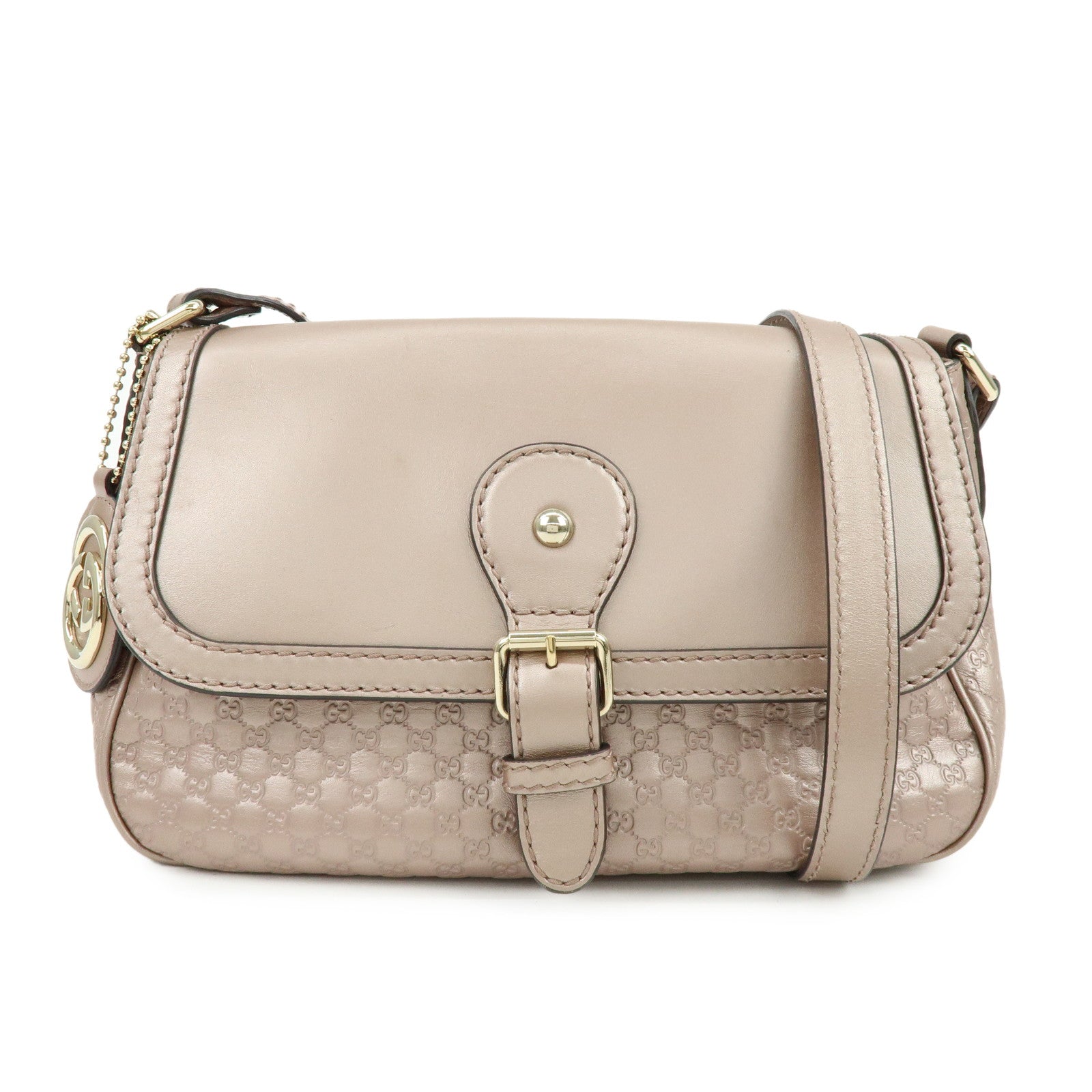 GUCCI Microguccissima Leather Shoulder Bag Metallic Pink 308452