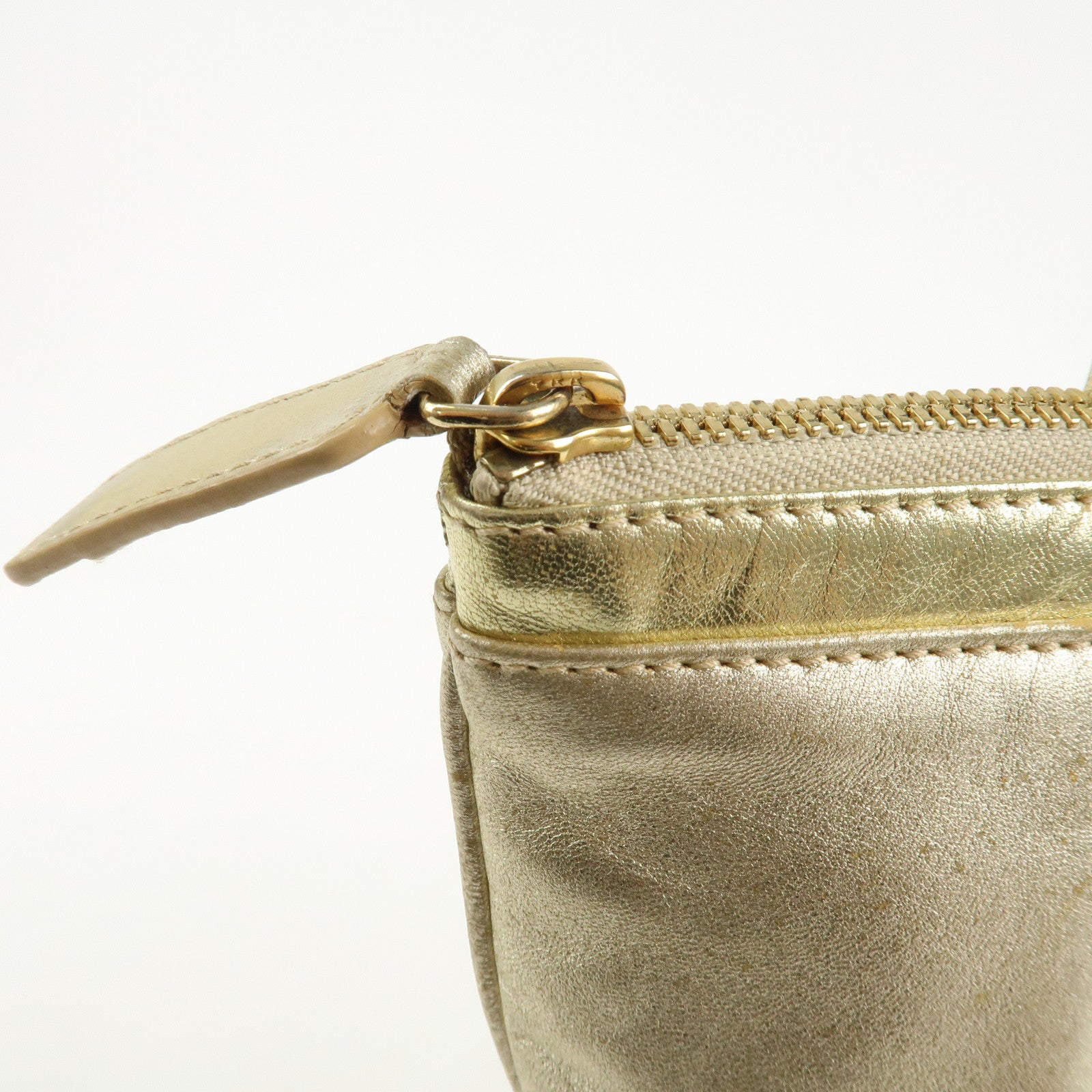 LOEWE Anagram Logo Leather Tote Bag Hand Bag Champagne Gold