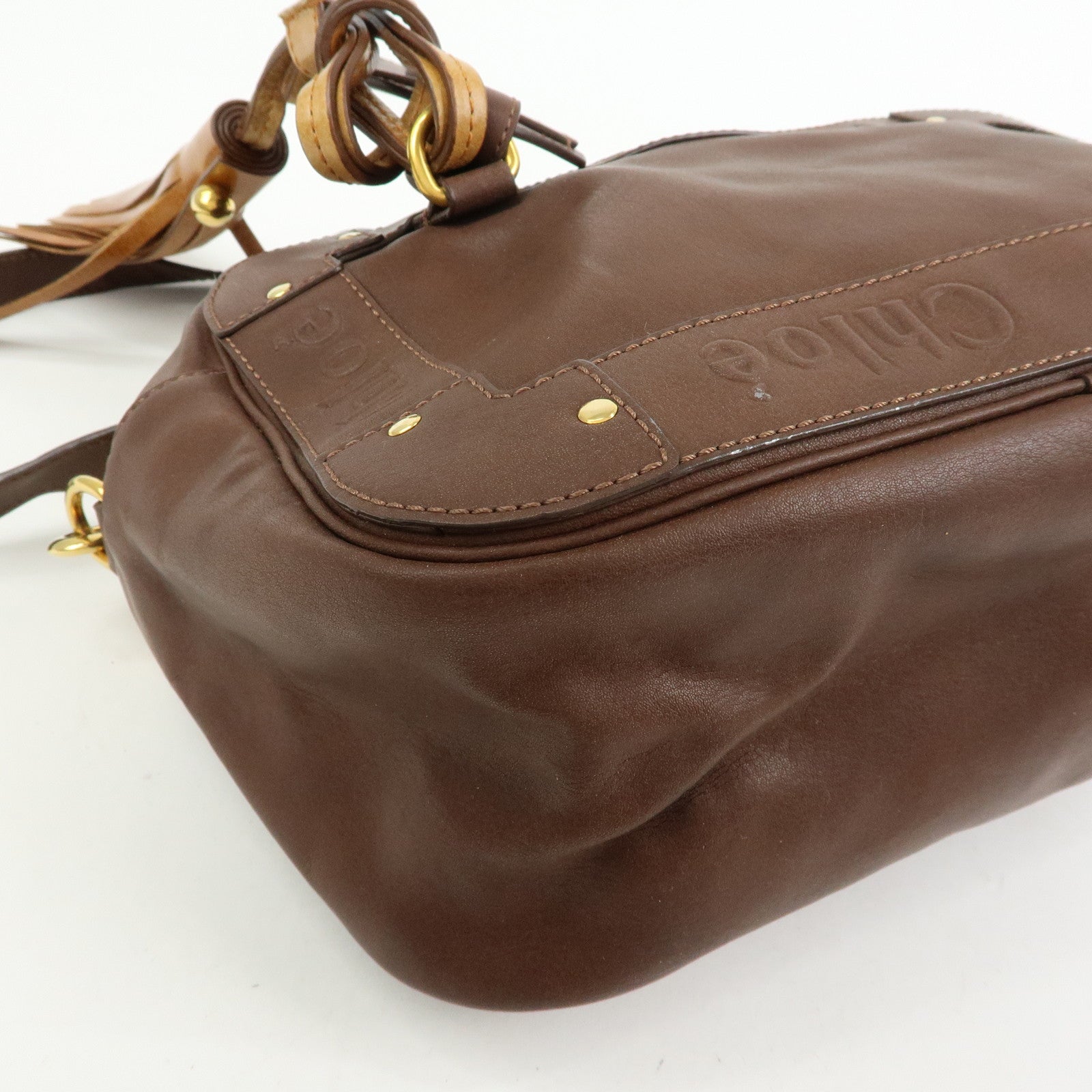 Chloe Eden Leather Shoulder Bag Crossbody Bag Tassel Dark Brown