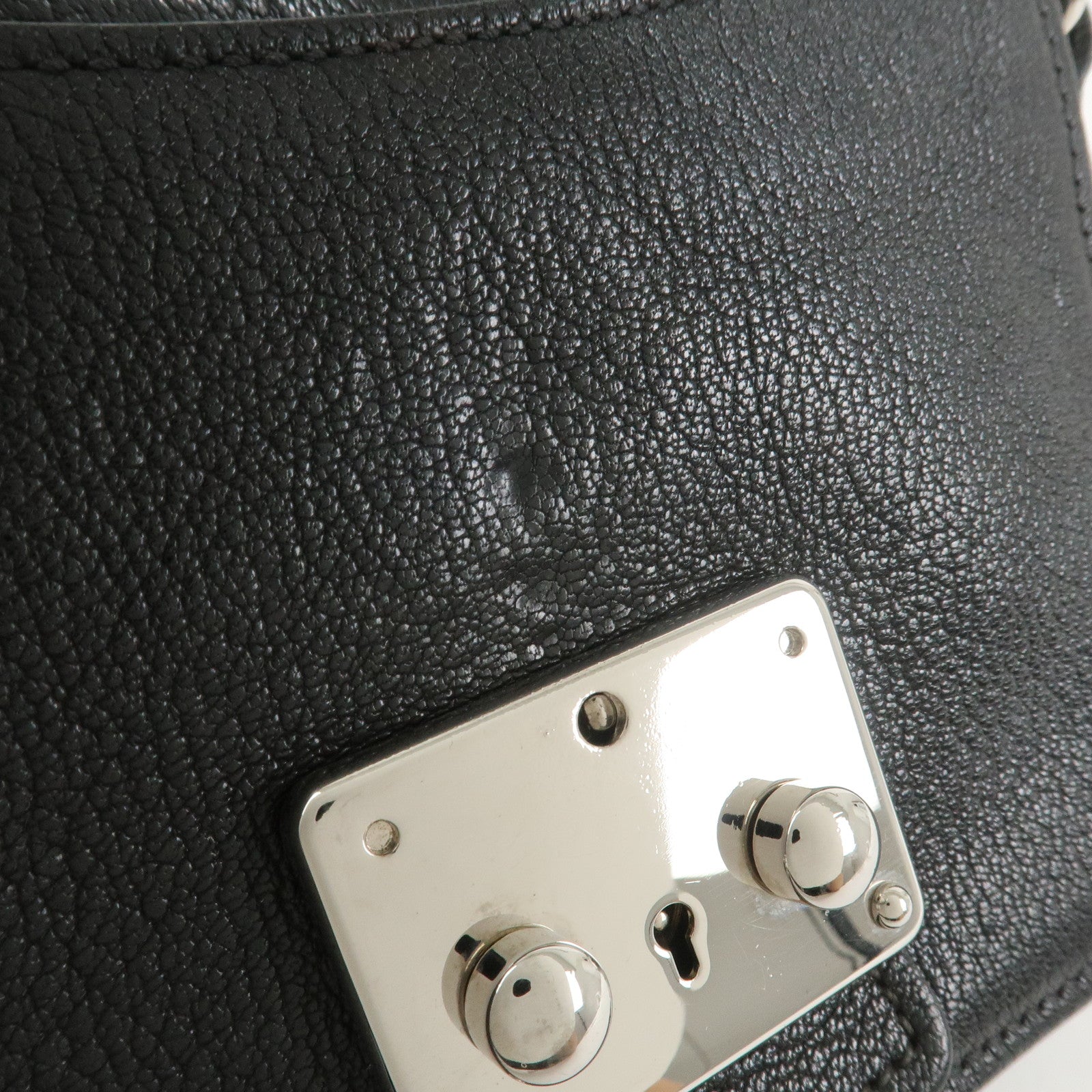 MIU MIU Madras Leather Shoulder Bag Black Silver RT0638
