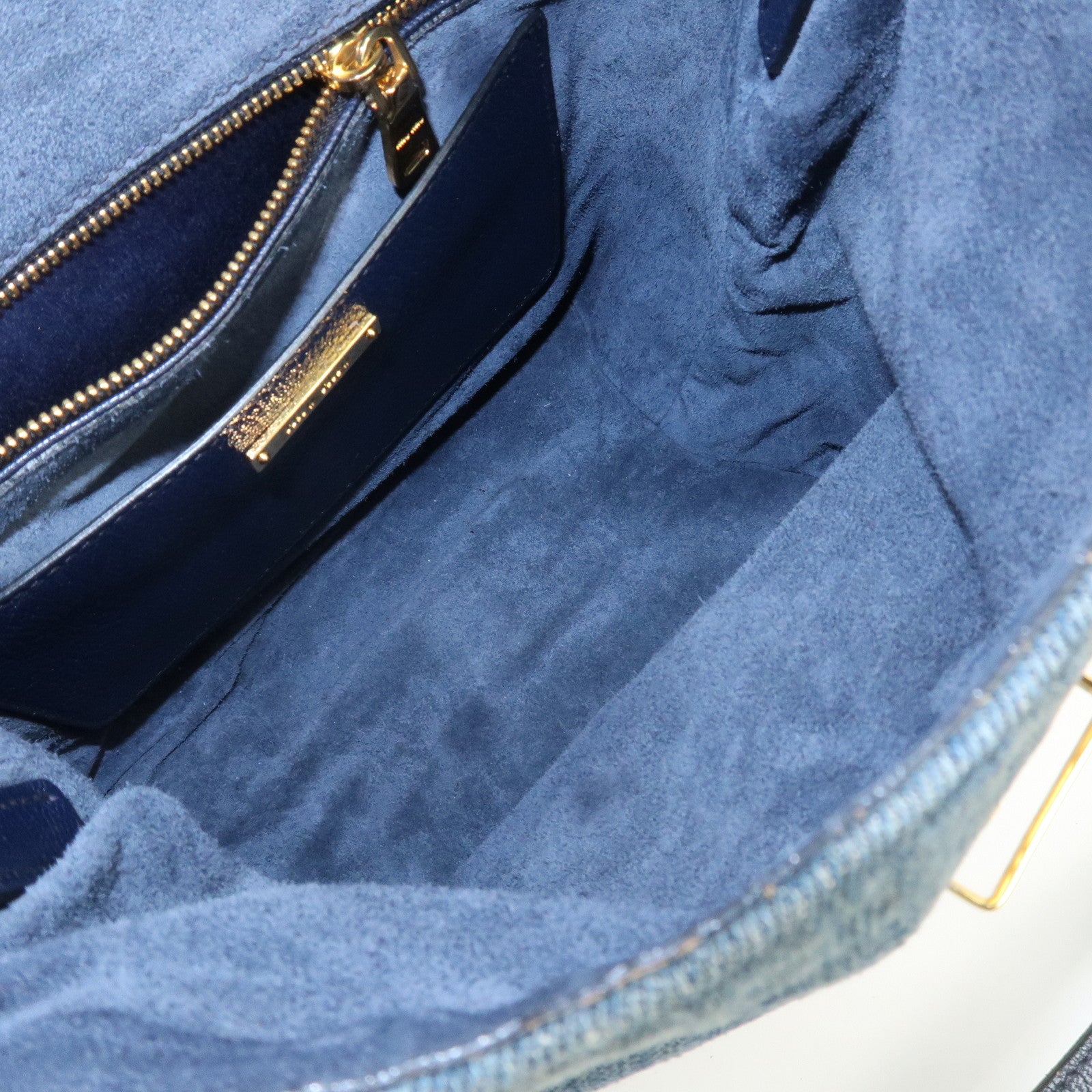 MIU MIU Madras Leather Denim 2Way Bag Hand Bag Shoulder Bag RR1951