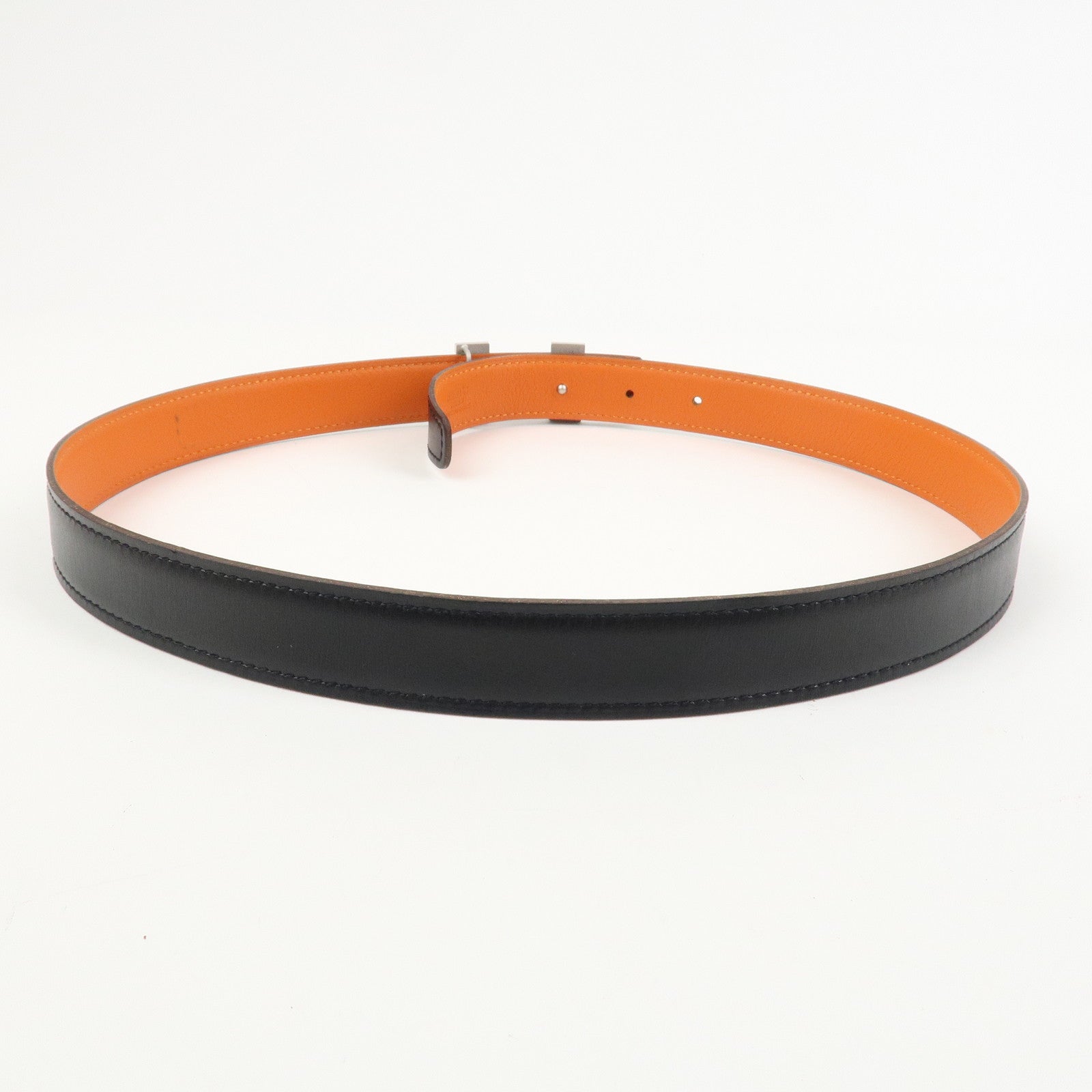 HERMES H Buckle Reversible Constance Leather Belt E Stamped Black
