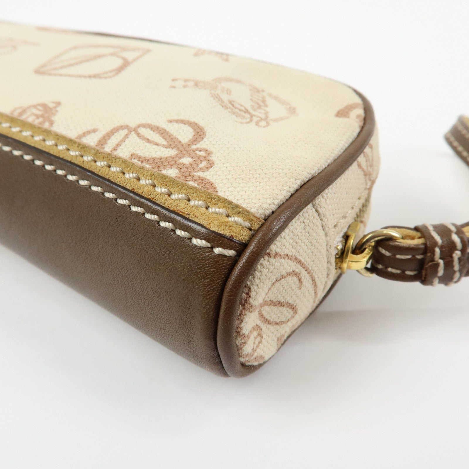 LOEWE Anniversary Canvas Leather Pouch Cosmetic Pouch Ivory Brown