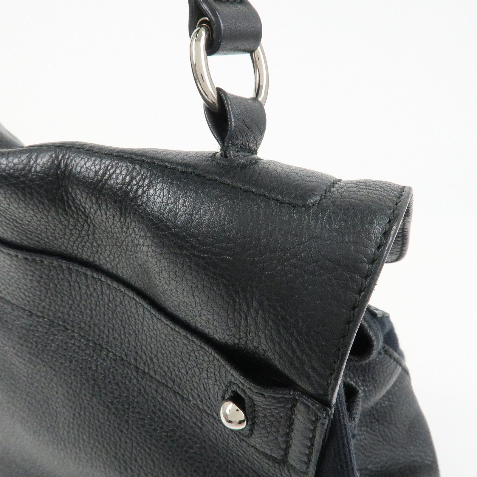 SAINT LAURENT PARIS Leather Canvas Muse Two Hand Shoulder Bag Black