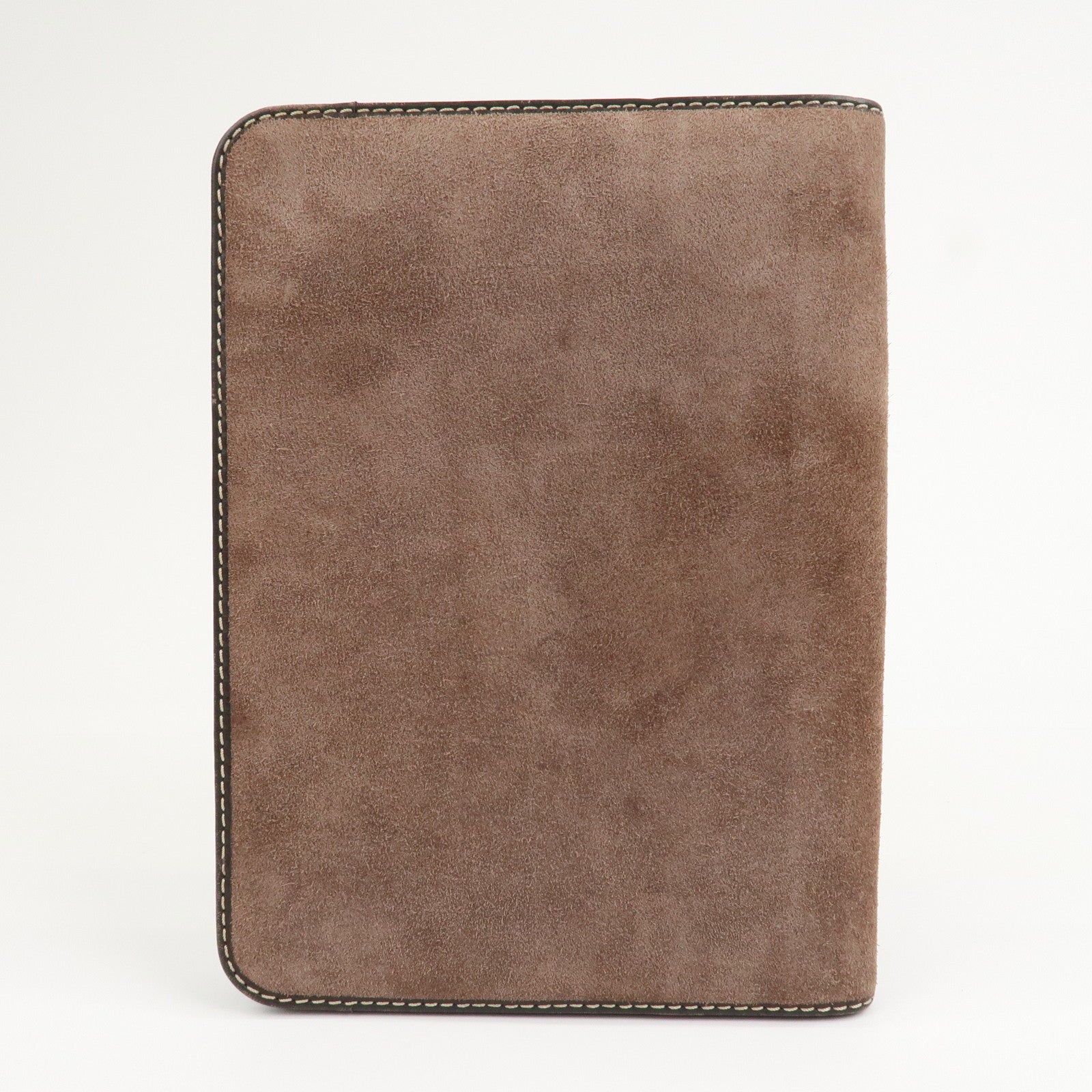 LOEWE Suede Leather Round Zippy Planer Cover Agenda Cover Brown